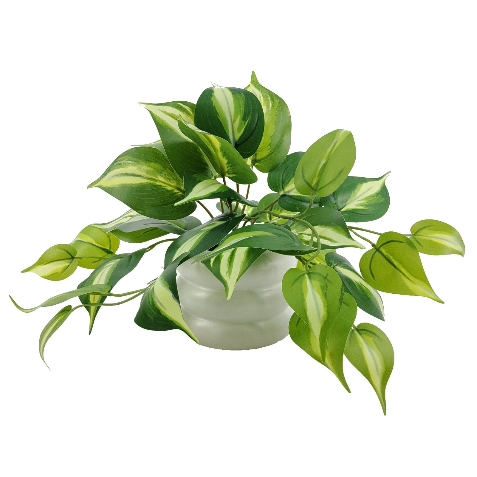 Mainstays Artificial Pothos in White Bubble Ceramic Vase 9-Inch Tabletop Decor