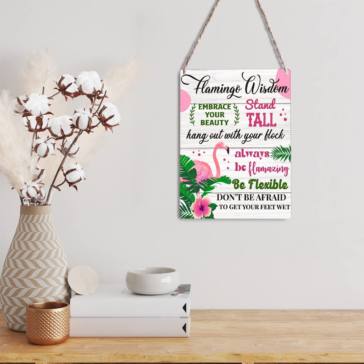 Rustic Wooden Flamingo Wall Decor Pink Summer Farmhouse Flamingo Sign