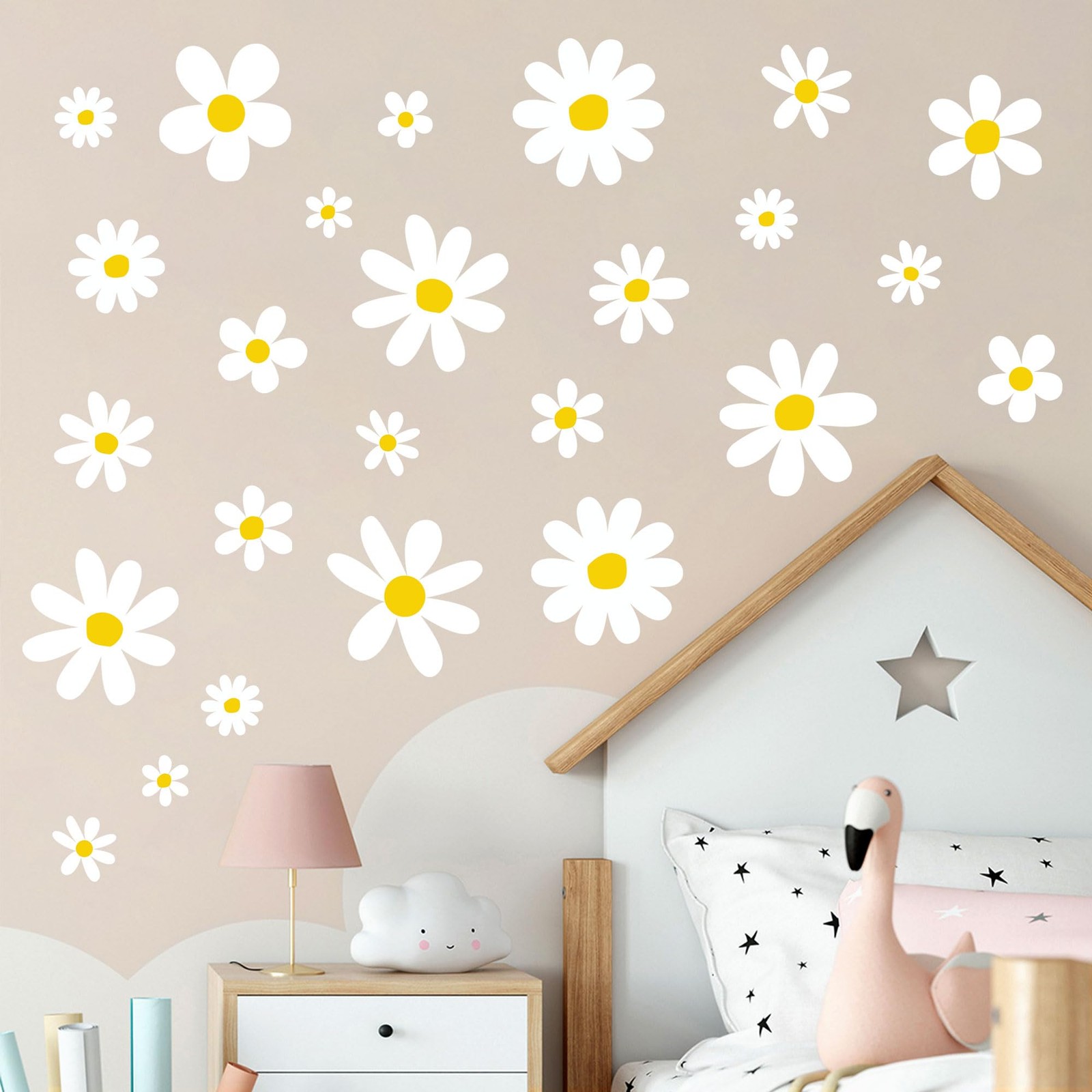 12 Sheets Daisy Wall Decals Boho Flower Wall Stickers Cute Kids Girls Room De…