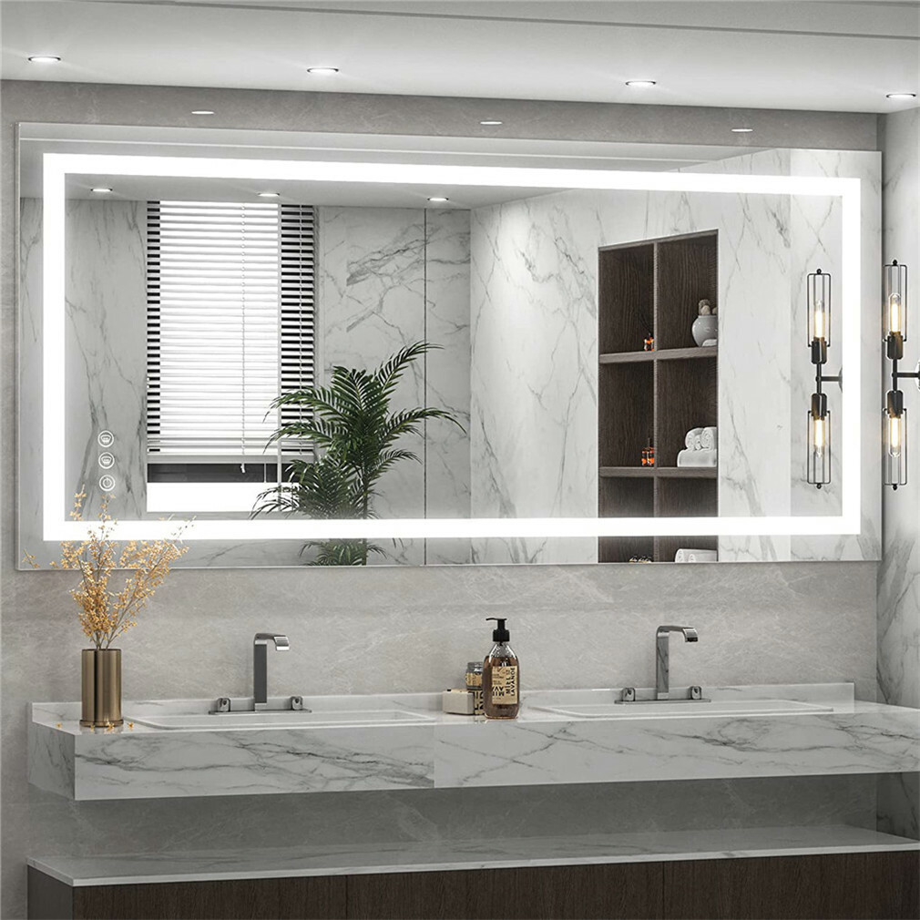 28×35 in Dimmable LED Bathroom Mirror Vertical/Horizontal Wall Mirrors Anti-Fog