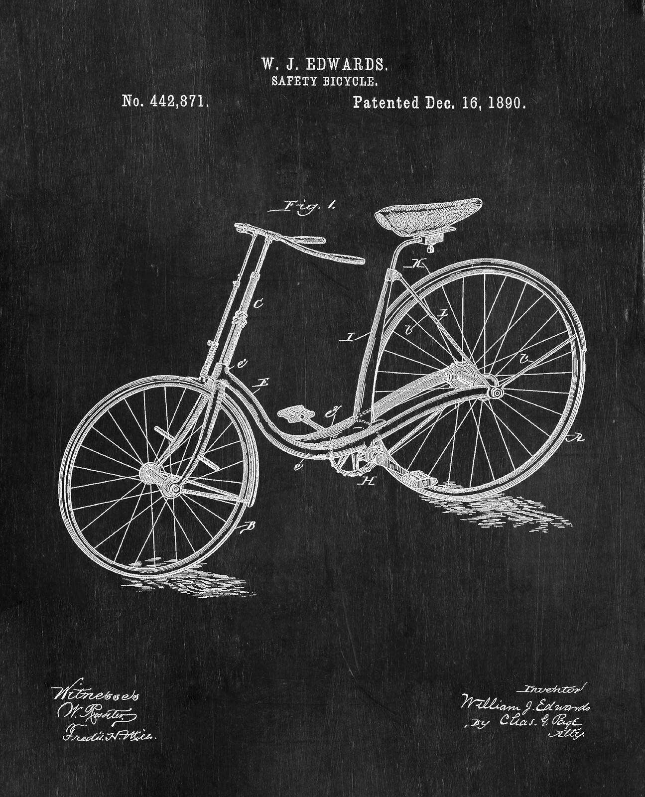 6 Bicycle Patent Wall Art Prints – 8″x10″ – Bike Decor – Cycling Cyclist Gifts