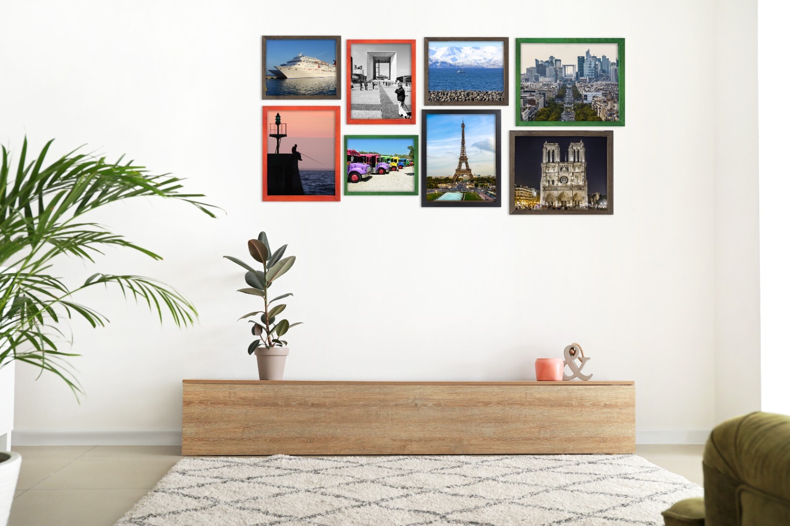 Rustic Colorful Wooden Picture Frames – Natural Solid Wood with Thick Borders
