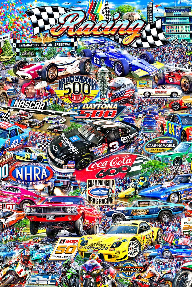 Poster Studio B – Racing Michael Fishel Sport Cars Race Collage 24×36″ NEW P7034