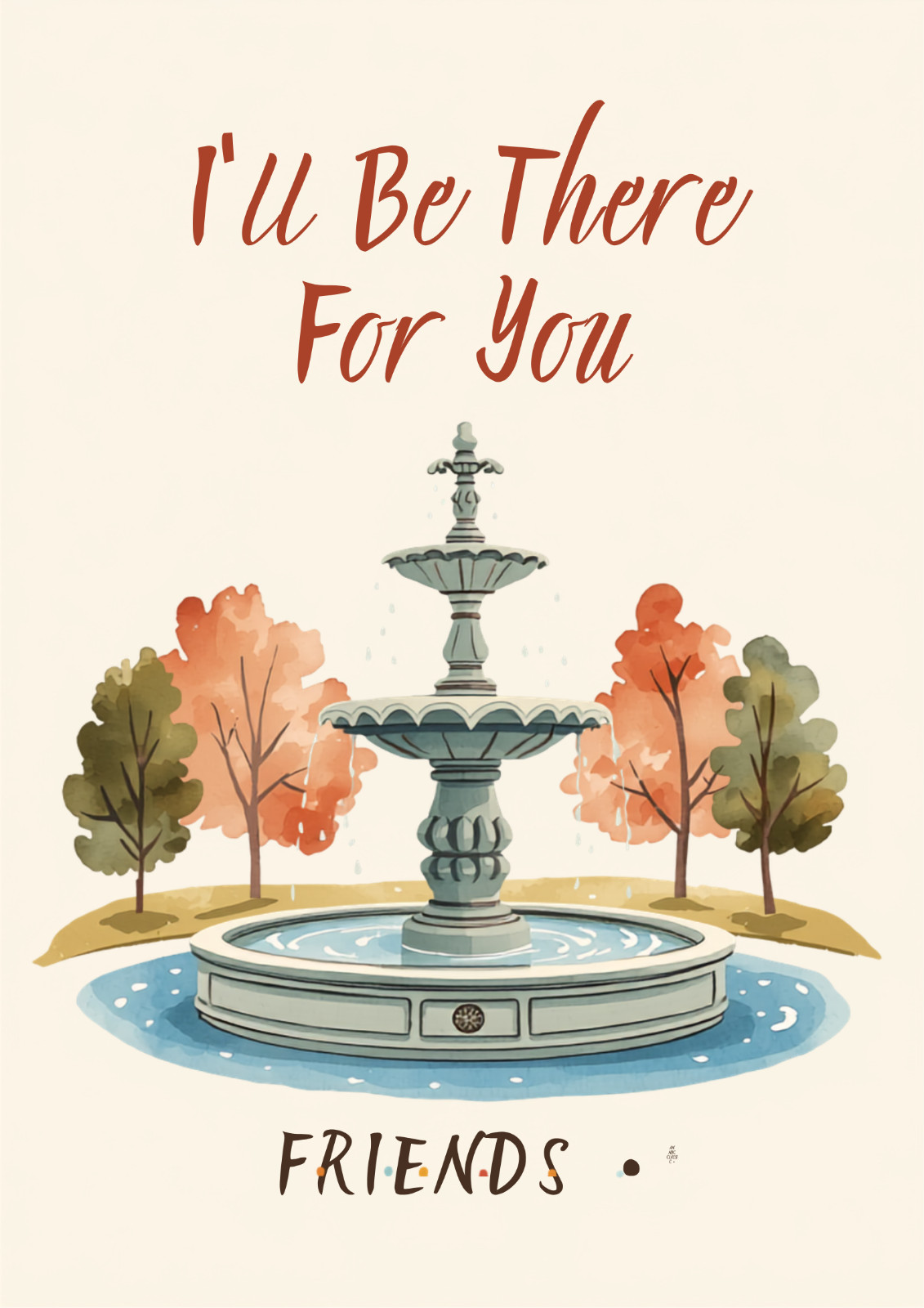 Friends Fountain Wall Collage Poster Print