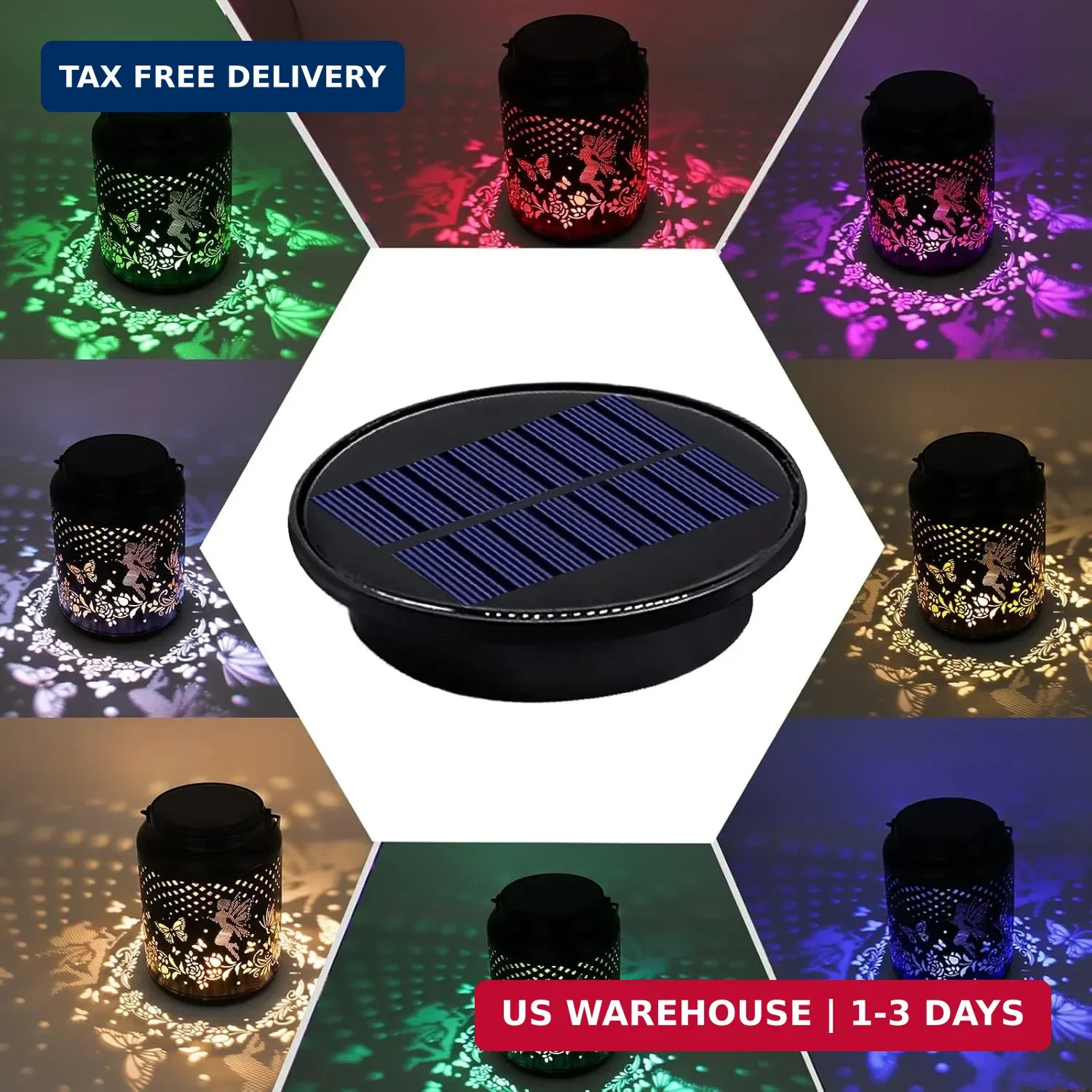 EDOF 2 Packs 8 Color Solar Lights Replacement Top(Top Size 3.74 inch,Bottom Size