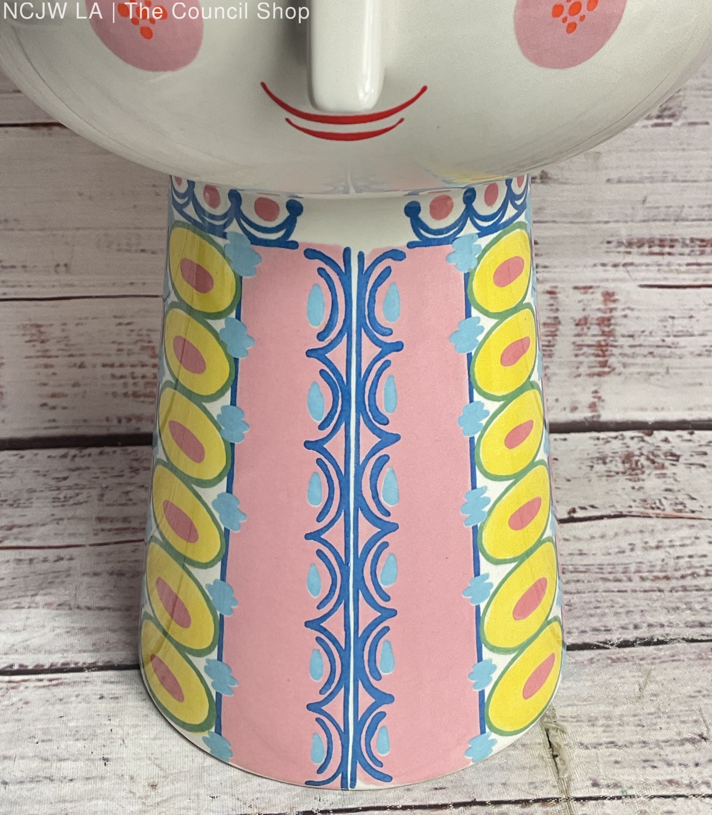 Bjørn Wiinblad Eva Glazed Porcelain 9″ Vase Multicolor
