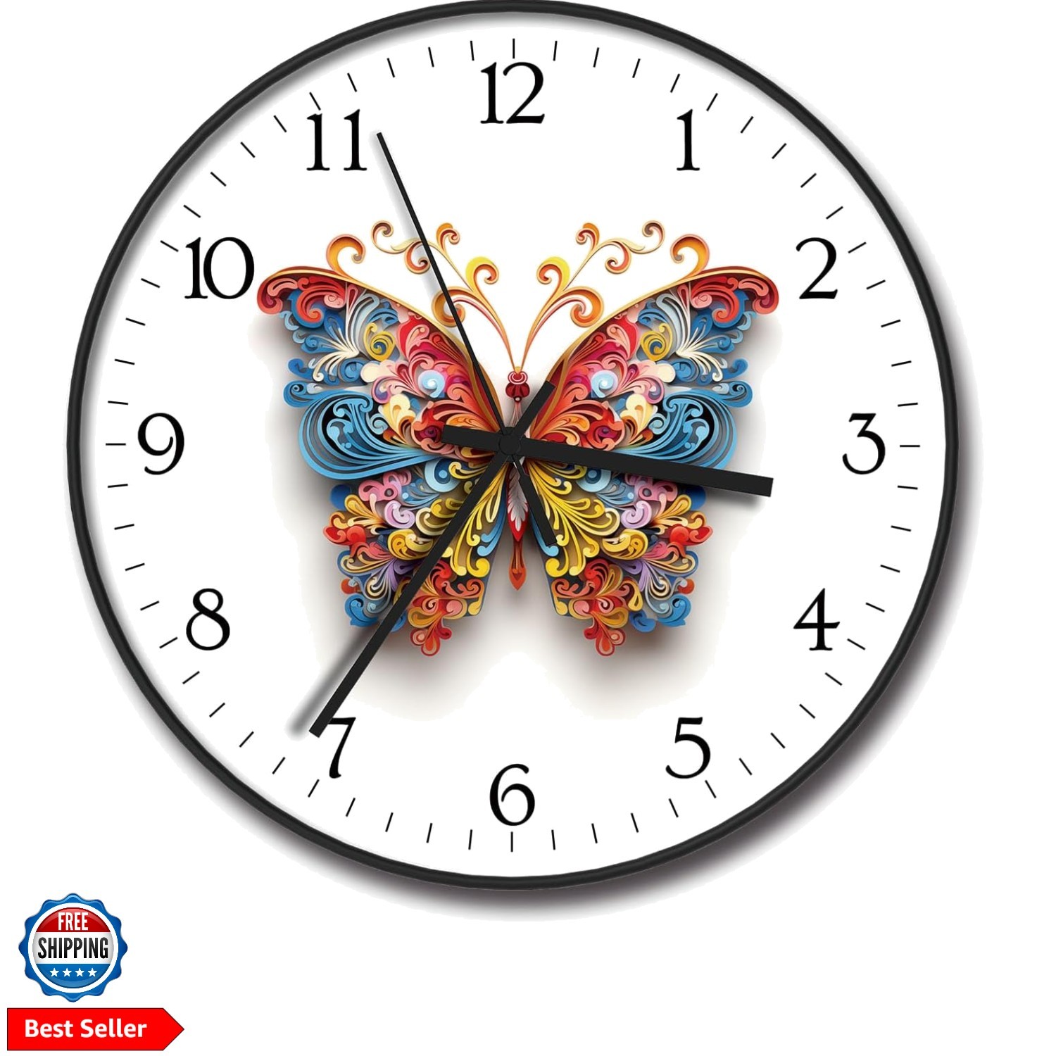 8 inch Silent Battery Operated Wall Clock, Decorative Round Wall Clock, Color…