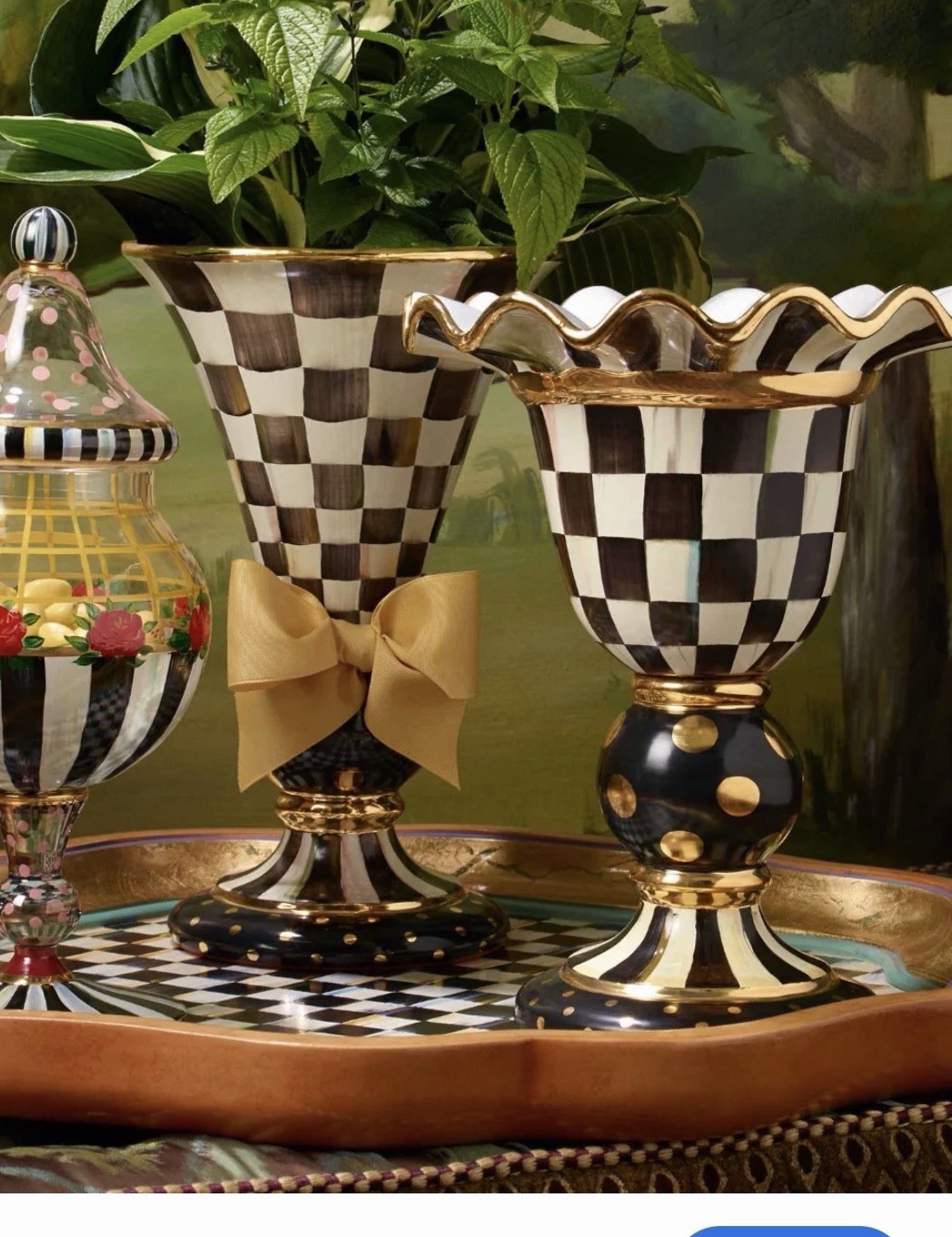 Mackenzie Childs Courtly Check Stately Vase Ceramic Sold Out Made In Aurora HTF