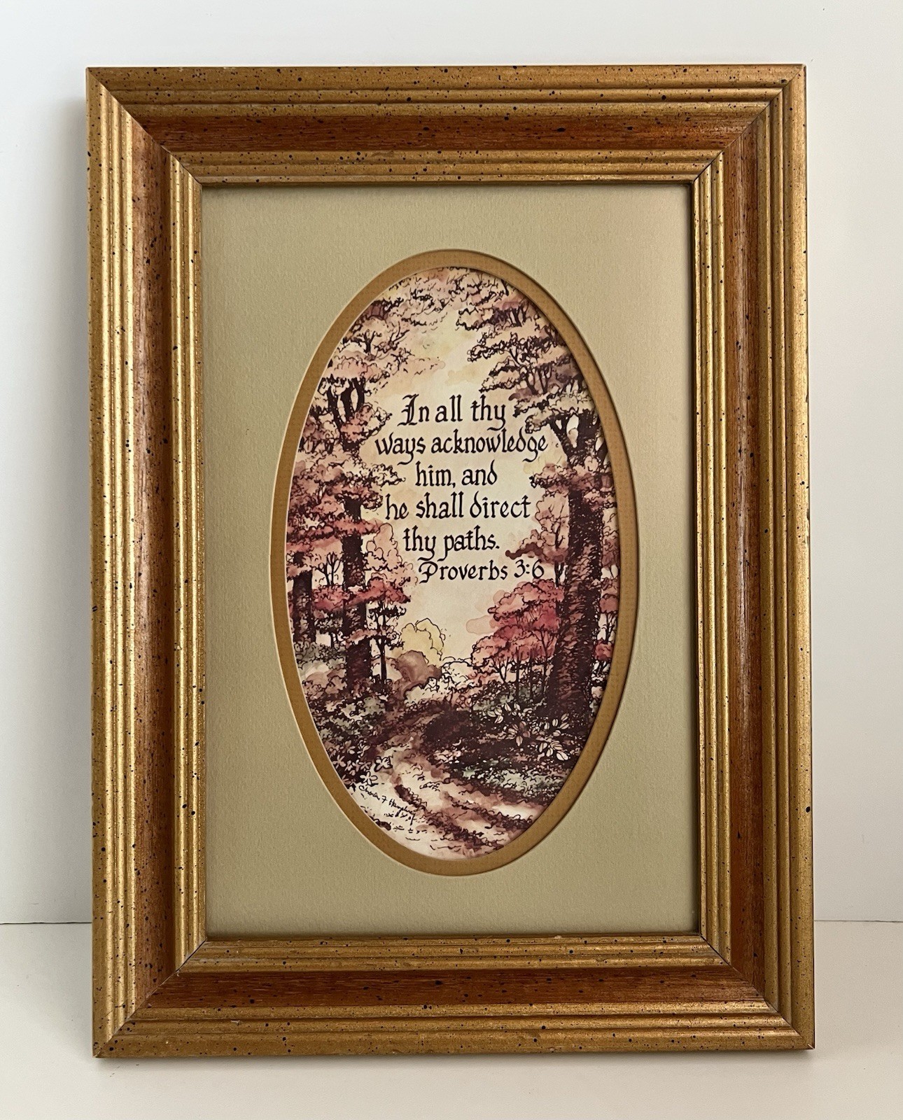 Vintage 70’s Proverbs 3:6 “In All Thy Ways…” Framed Art By Charles Humphrey 8×12