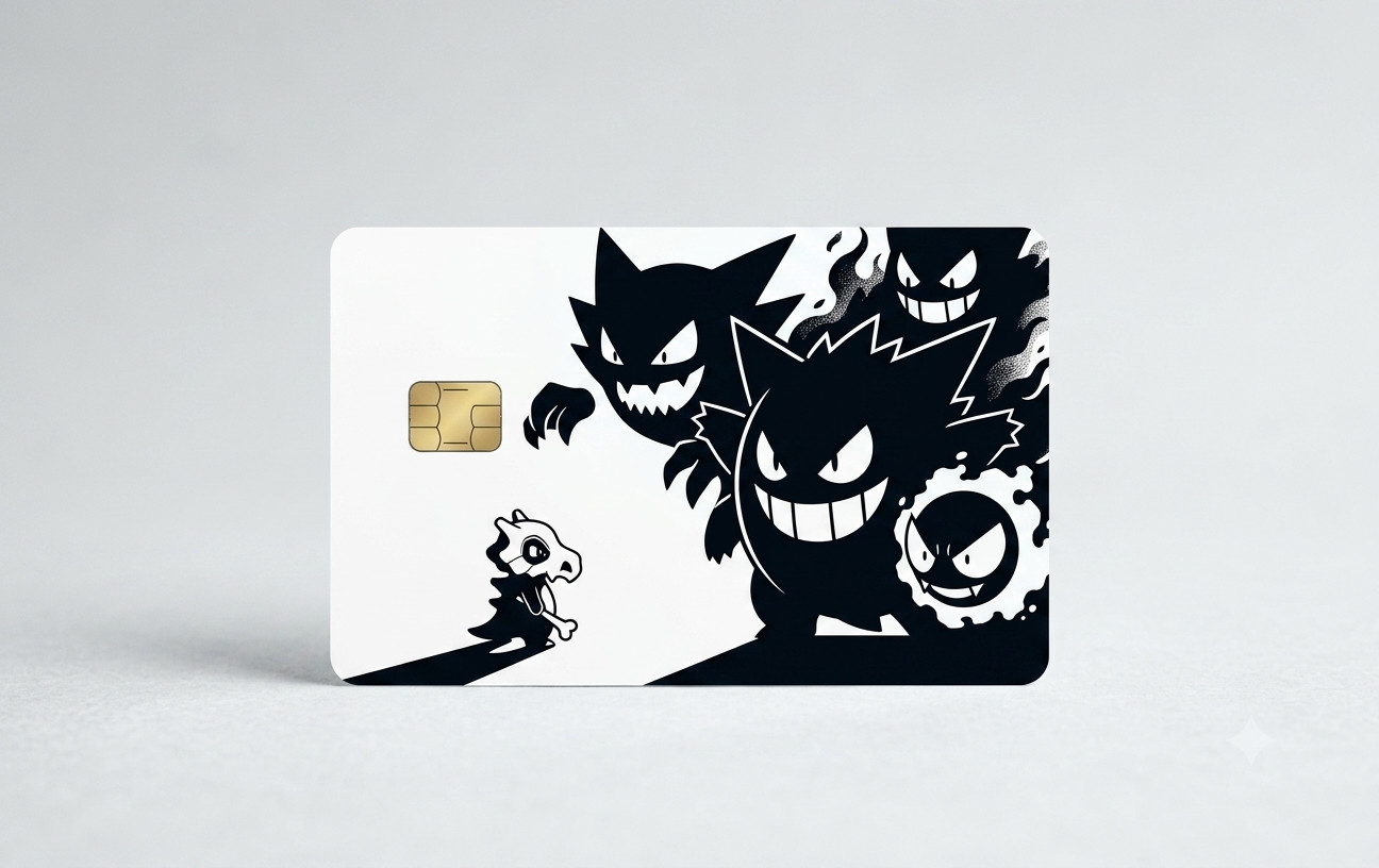 Minimalist Pokemon Black and White Gengar Debit Card Credit Card Skin Sticker