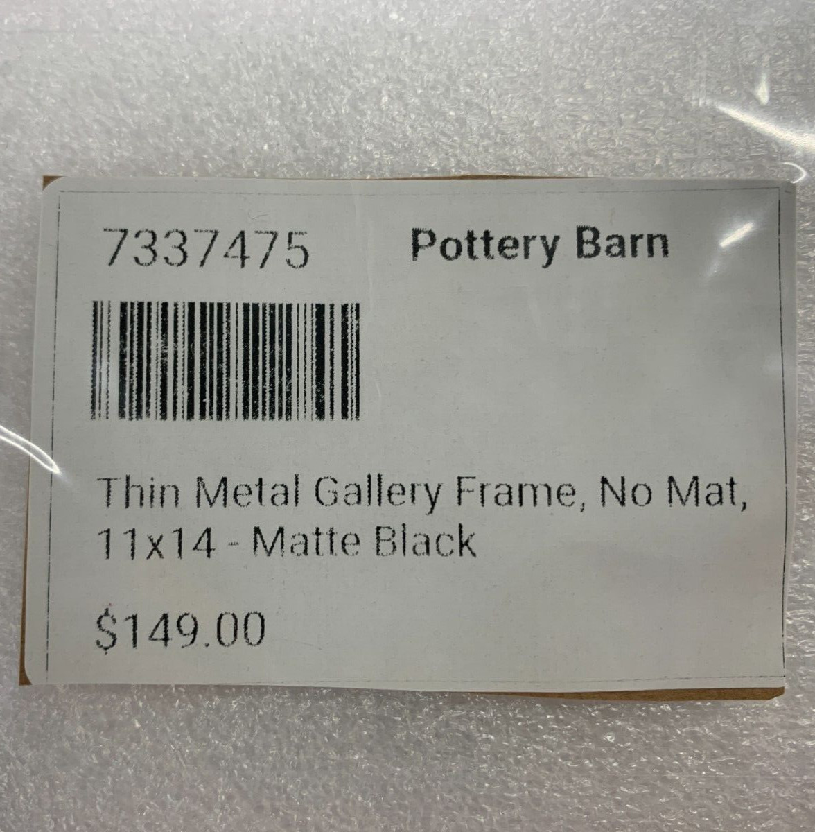 Pottery Barn Thin Metal Gallery Frame Matte Black 11 x 14 in No Mat #4006D