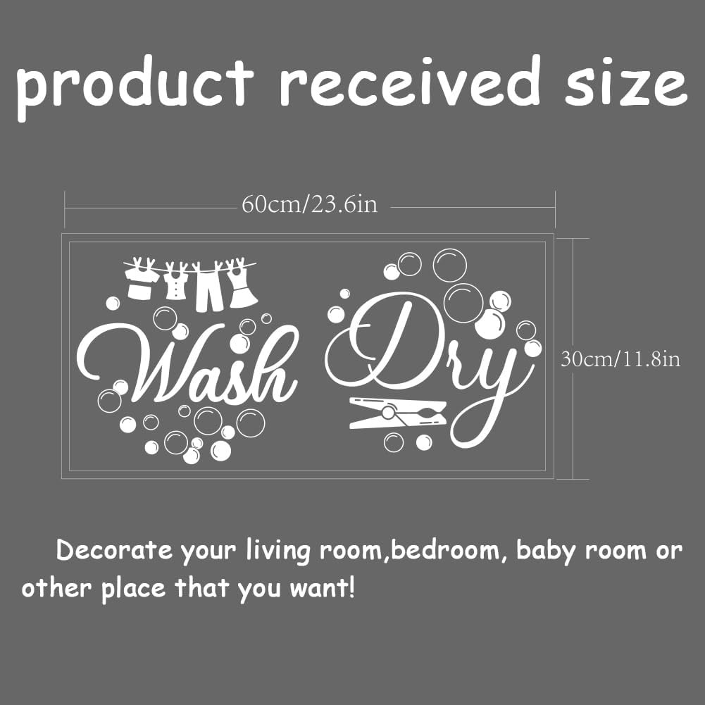 Laundry Room Wall Sticker Vinyl Wash Dry Decal Washing Machine DIY Decor 24″x12″