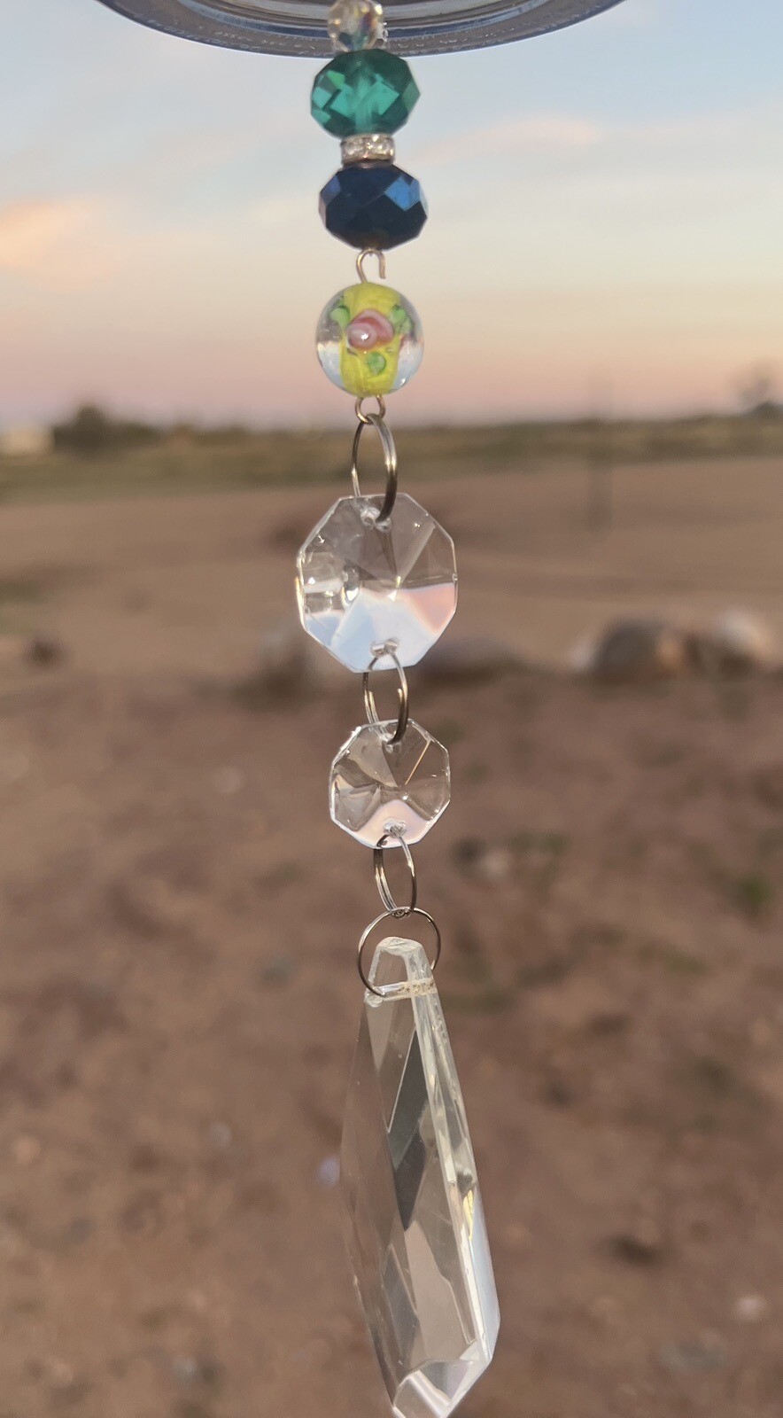 OOAK Starbucks Suncatcher Hanging Mobile Rainbow Swarovski Crystal Handmade