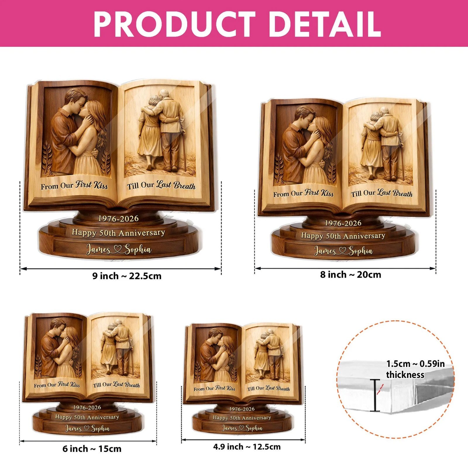 Personalized 50th Anniversary Acrylic Plaque Gift for Parents Golden Wedding