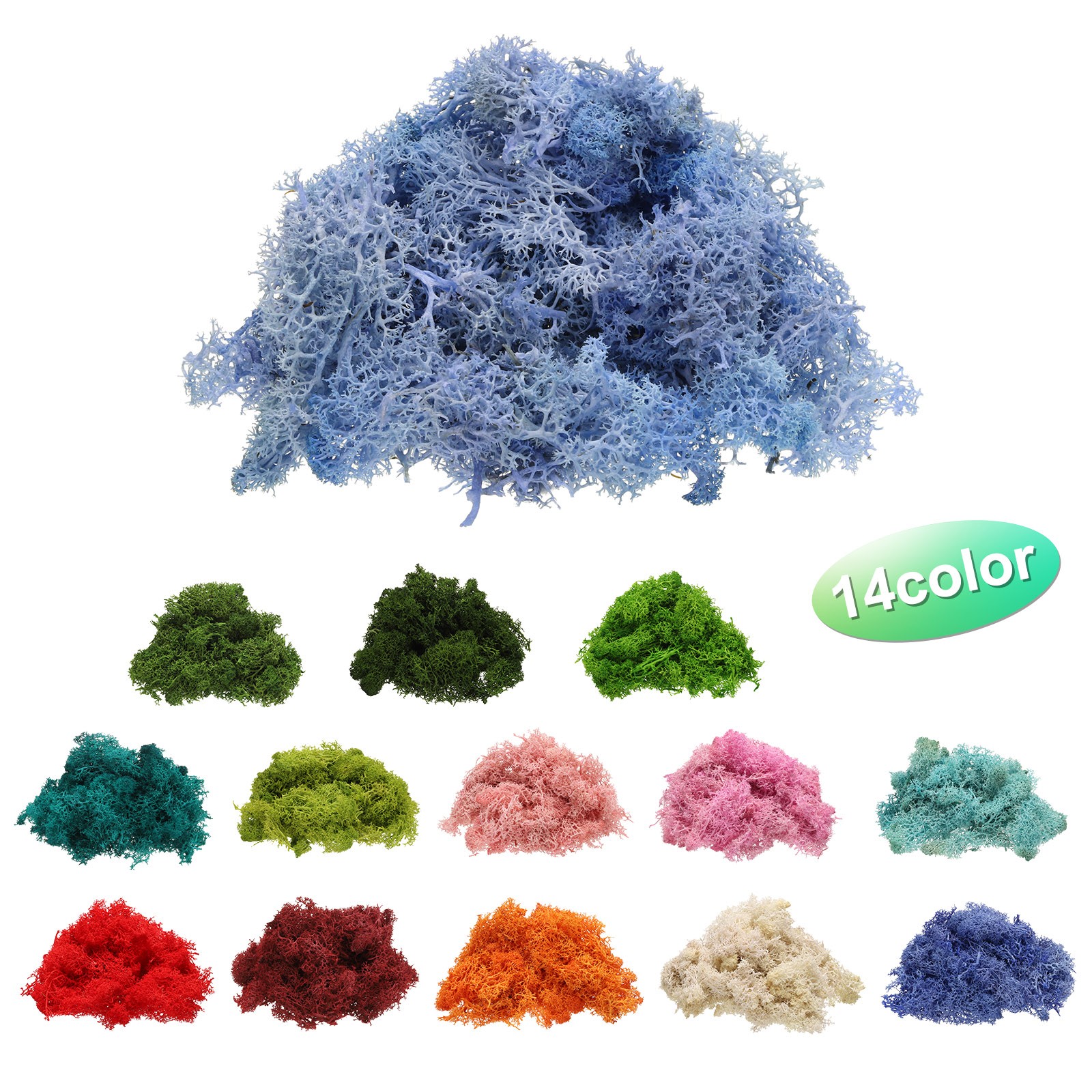 Preserved Reindeer Moss 4 OZ Fake Moss for Crafts (Sky Blue)