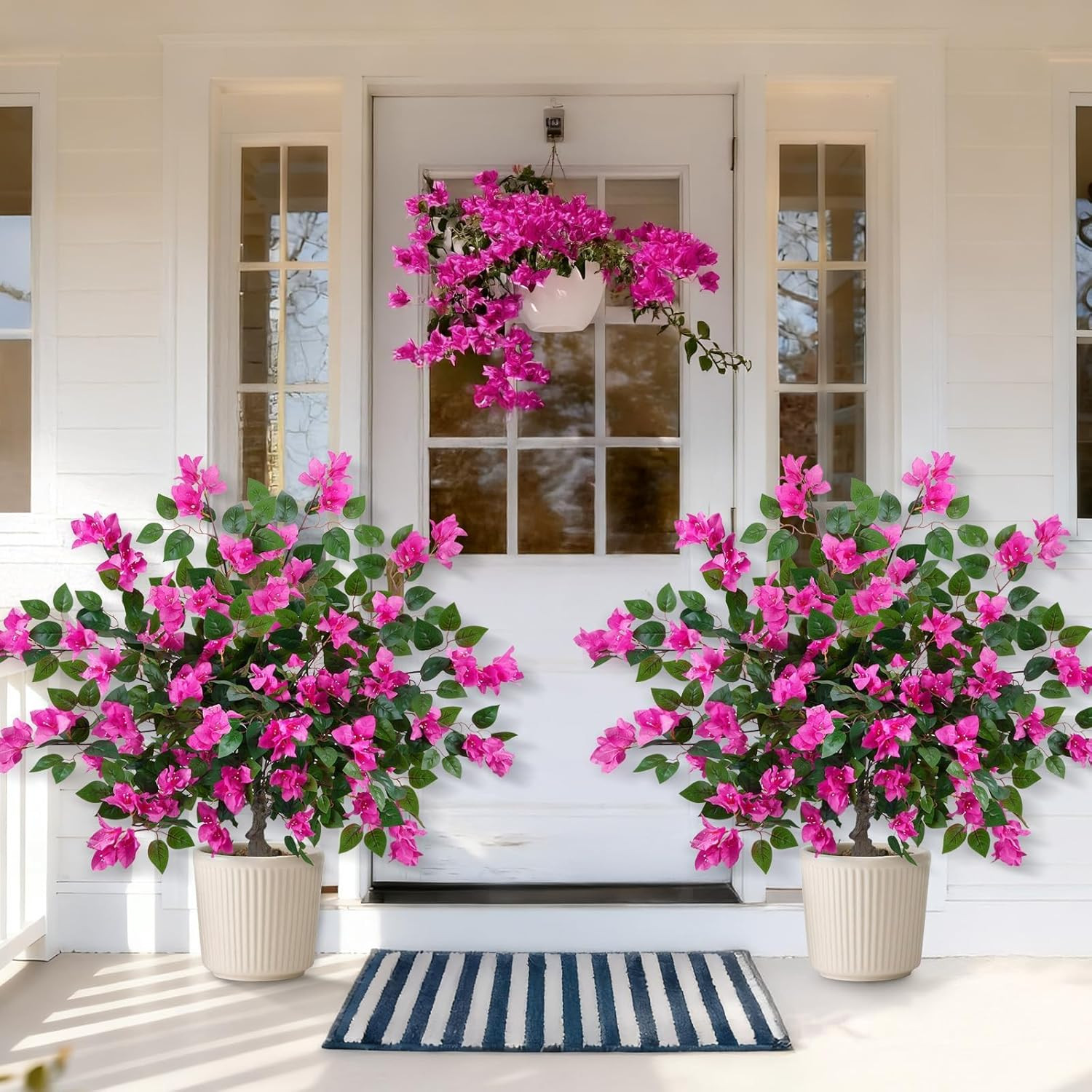 2 Pack 37.4″ Bougainvillea Artificial Trees Outdoors Fake Bougainvillea Silk Flo