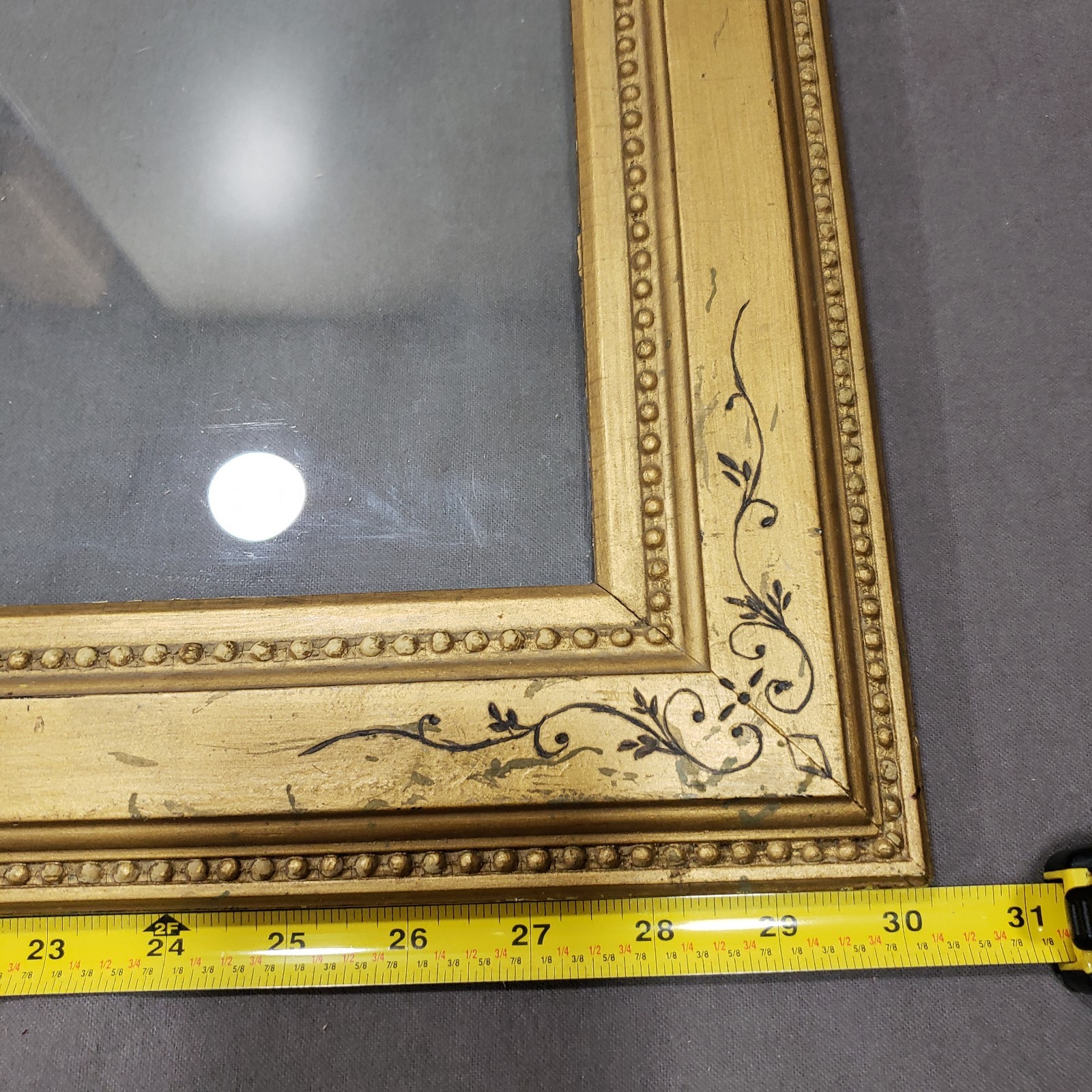 Gold Picture Frame 16×26 Beaded Liner Scrolls Neutral Traditional Elegant Wall