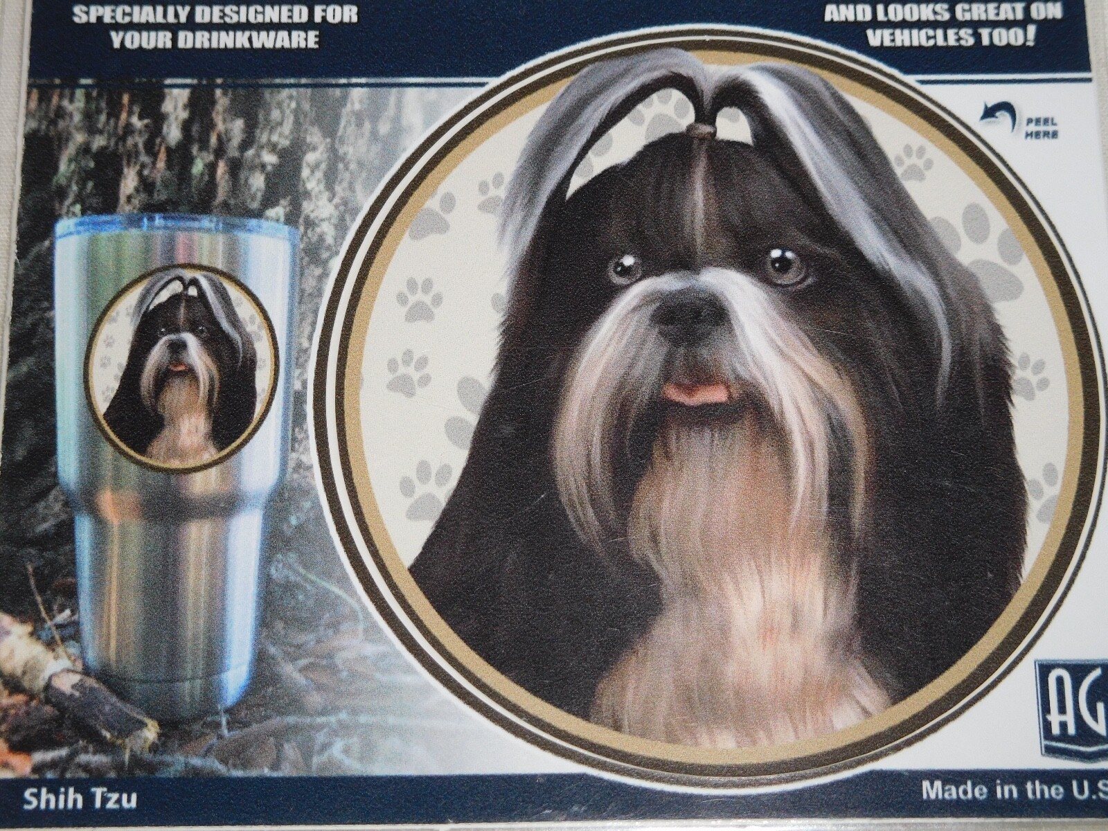 AGI TUMBLER DECAL SHIH TZU DOG 3″ FOR VEHICLES TOO YETI NEW