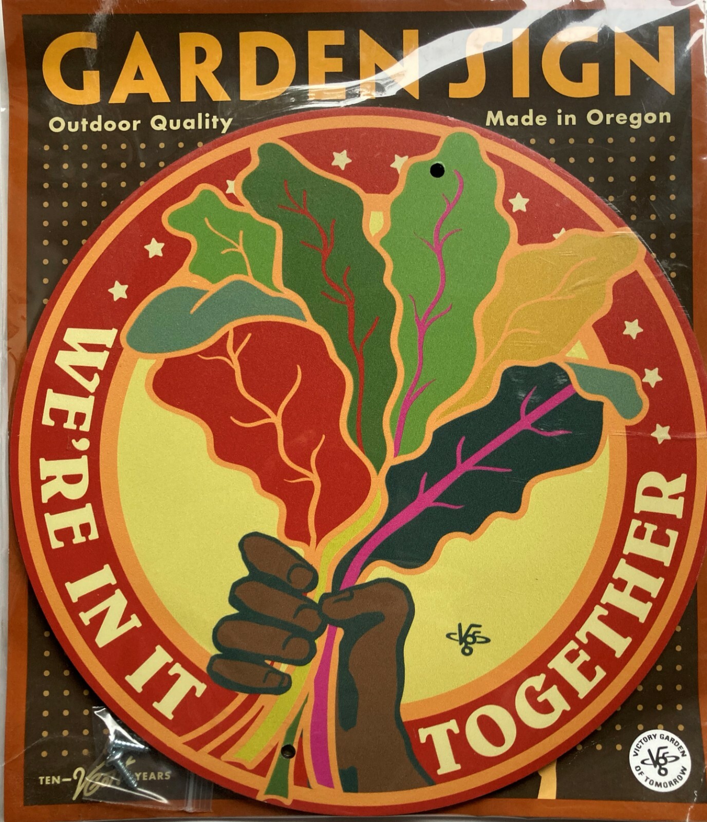 WE’RE IN IT TOGETHER – QUALITY METAL GARDEN SIGN 9″ Diameter NEW