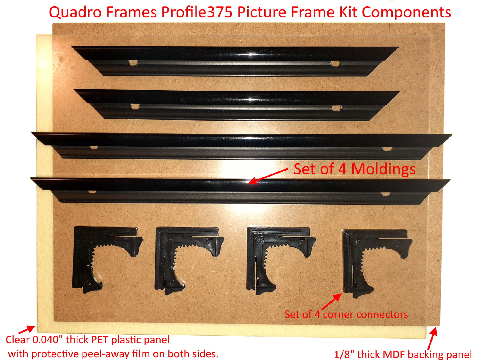 Quadro Frames 18×18 inch Picture Frame KIT, Style P375-3/8 inch Wide Molding