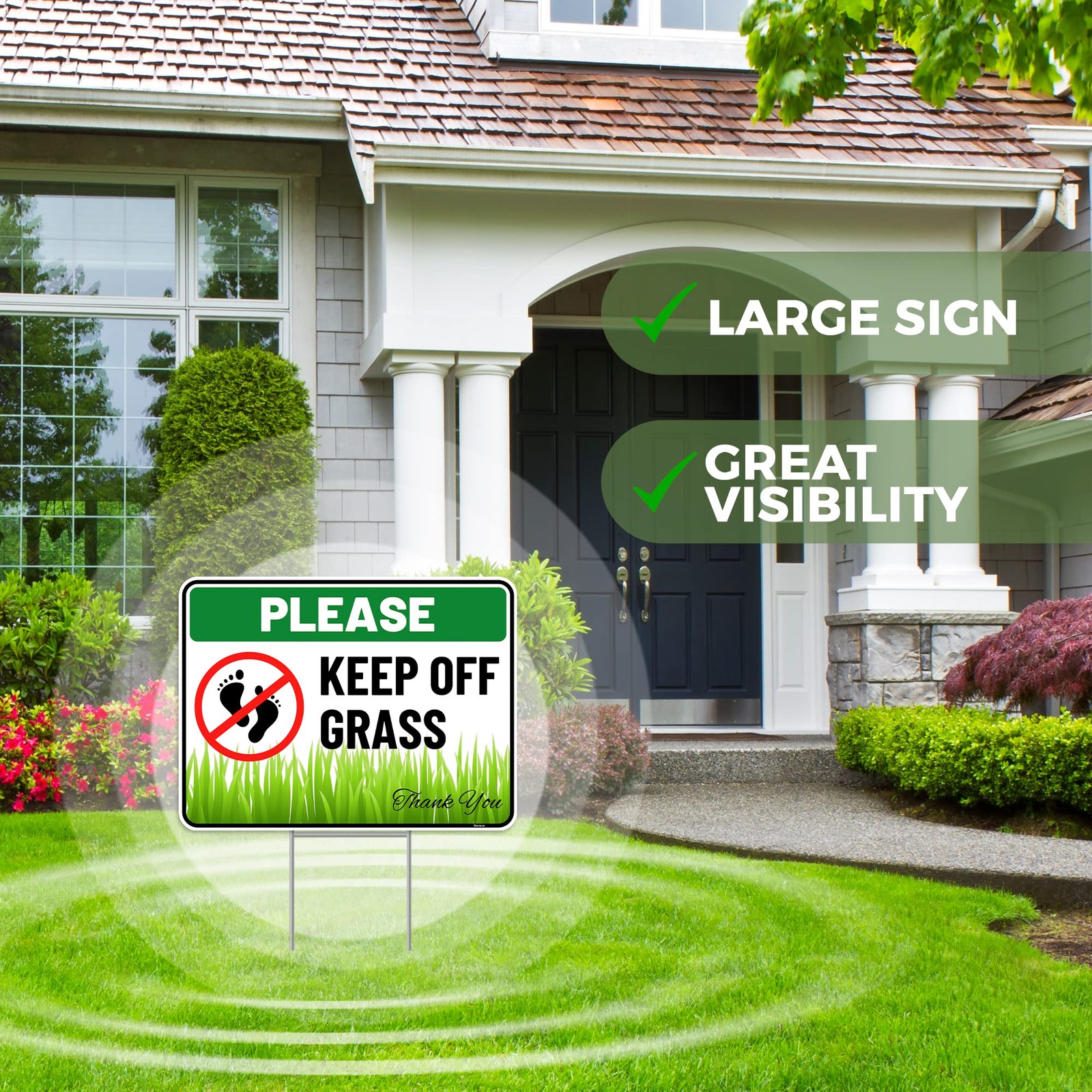 2PC Keep Off Grass Sign with Stake, 12 Inches by 9 Inches – Corrugated Plasti…
