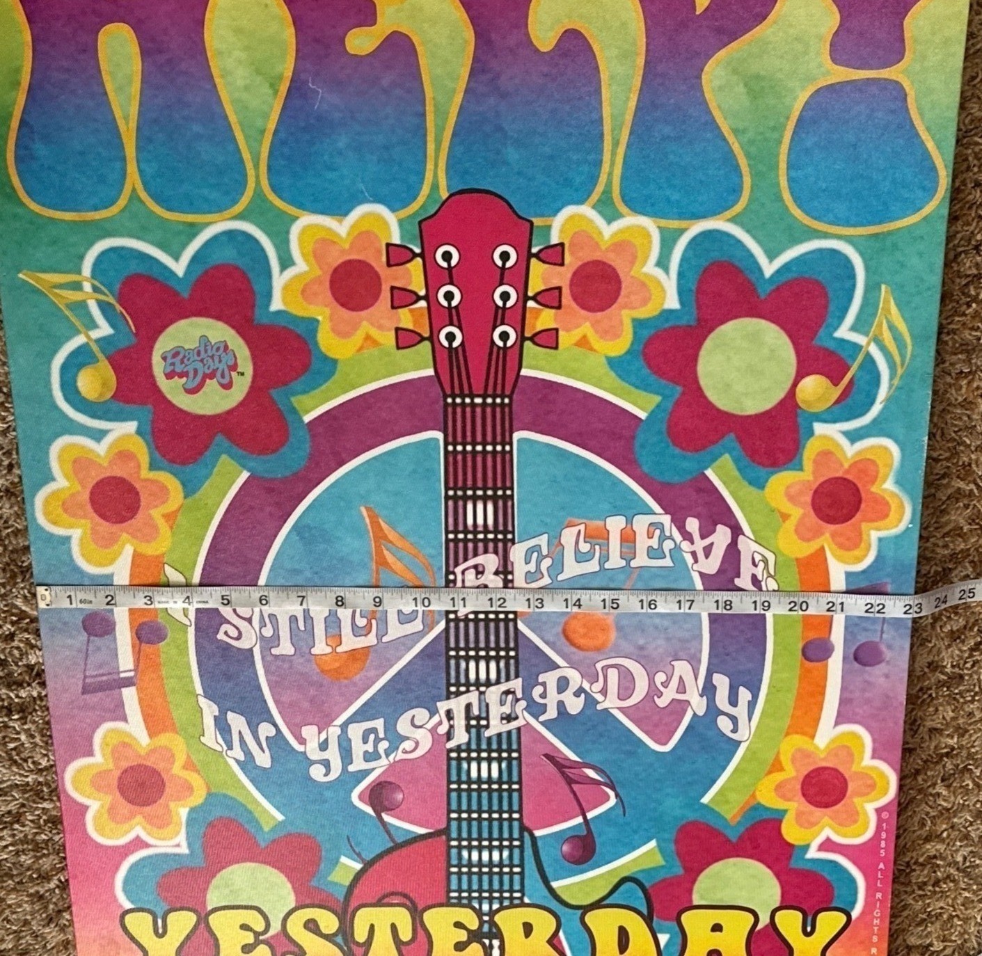 VINTAGE 1985 Radio Days Brand Canvas Wall Print Decor 23”W x 30”H