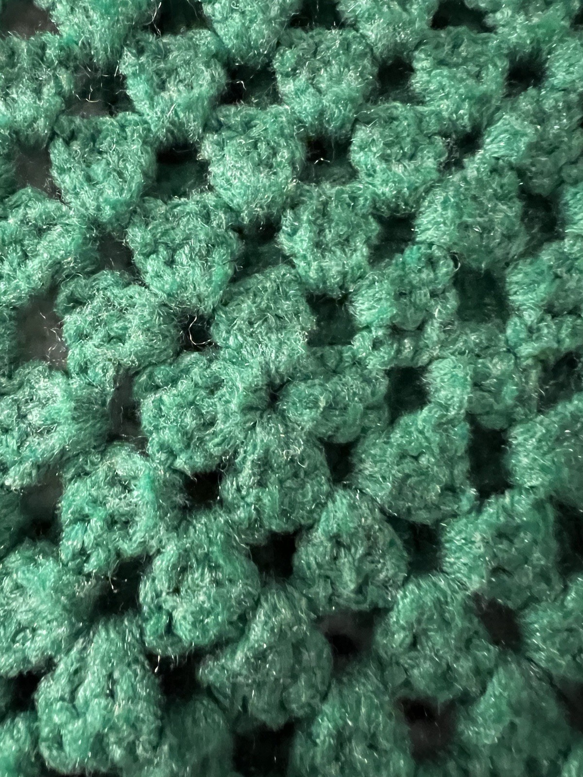 crochet granny square afghan blanket vintage 60 inch By 36 inch Green White