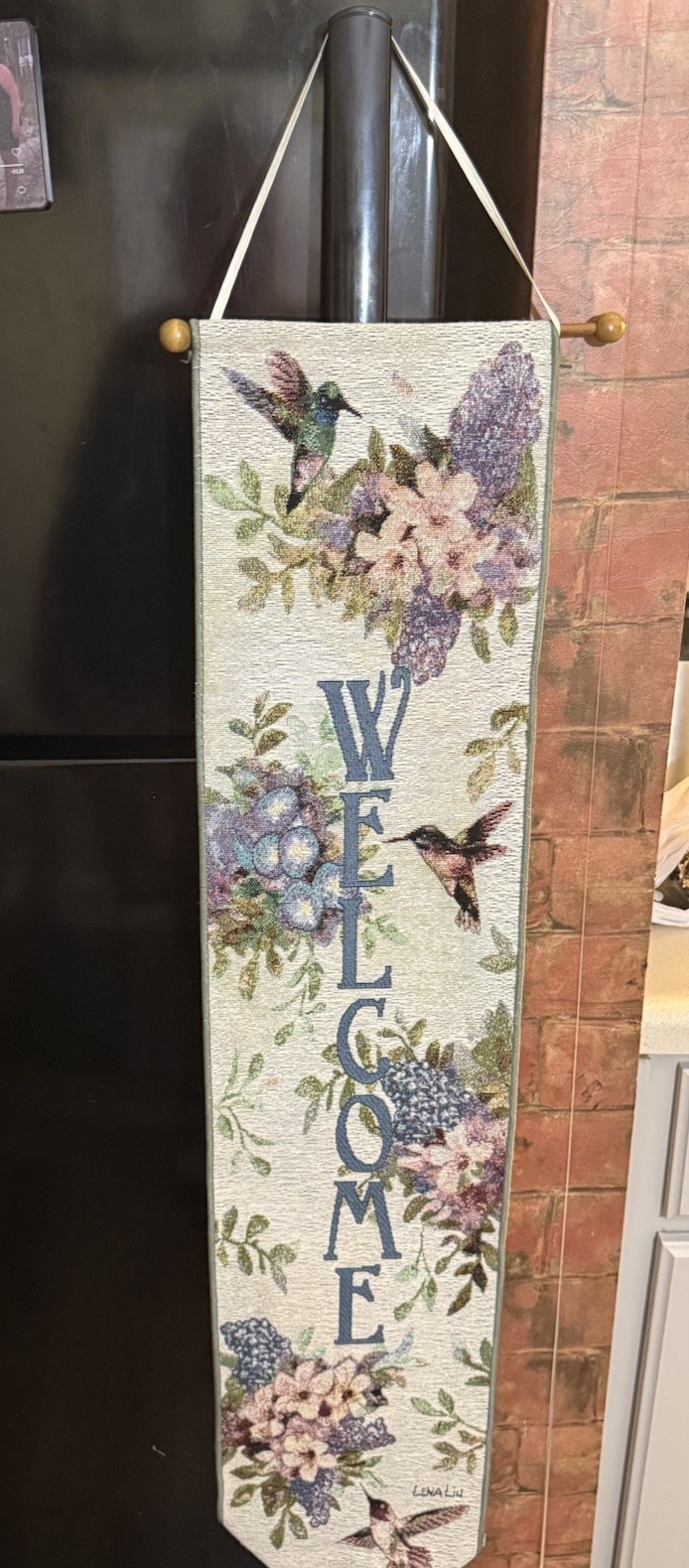 Lena Liu Welcome Wall Hanging Tapestry Hummingbird Floral Tassel Decor