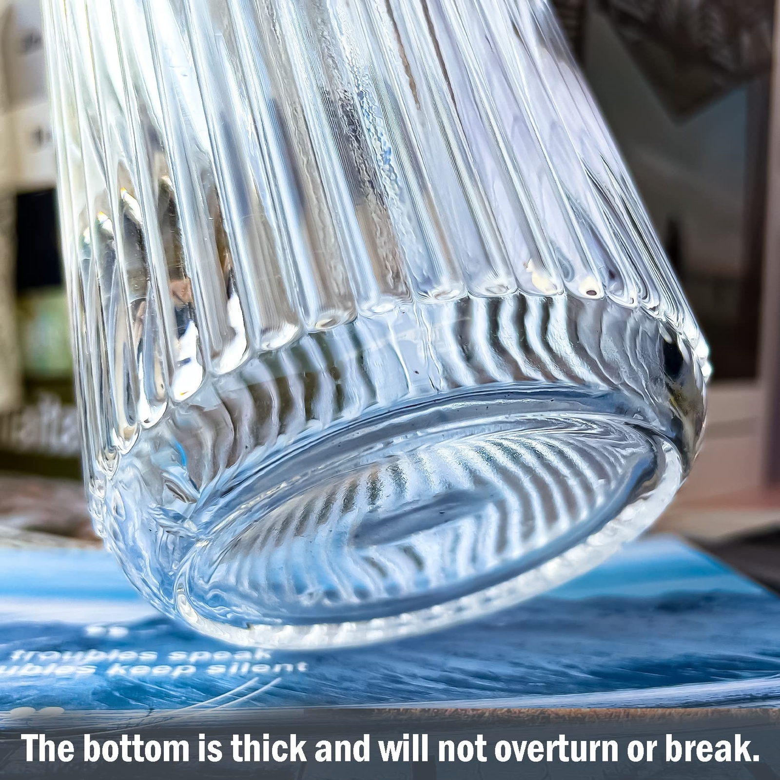Muyan 9.8″ Flower Vase for Decor Ribbed Glass Vase Modern for Centerpieces De…