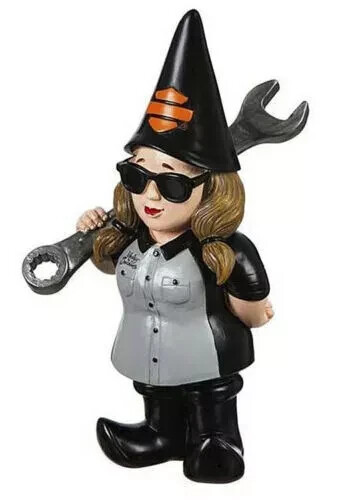 Harley-Davidson Female Biker Mechanic Garden Gnome with Wrench