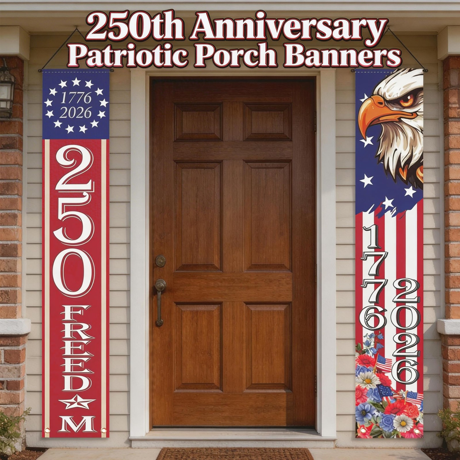 250th Anniversary Decorations Patriotic America Porch Banner for Memorial Da…