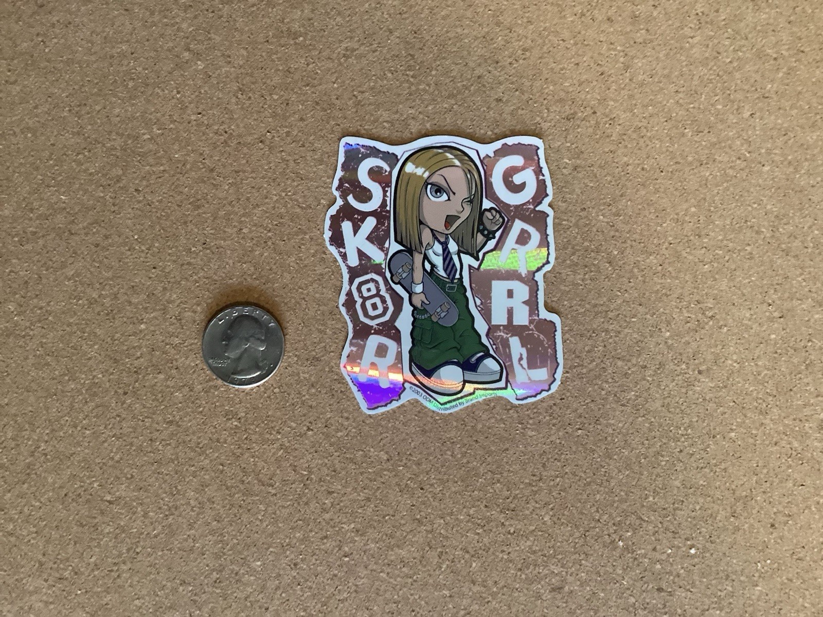 2003 Y2K ODM ZUM Brand Imports Prism Holo Girl Power Vending Sticker Sk8tr Girl