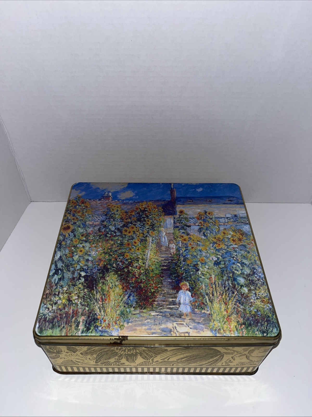Decorative Tin Reproduction Of 1881 Oil Painting “The Artist Garden” By Monet