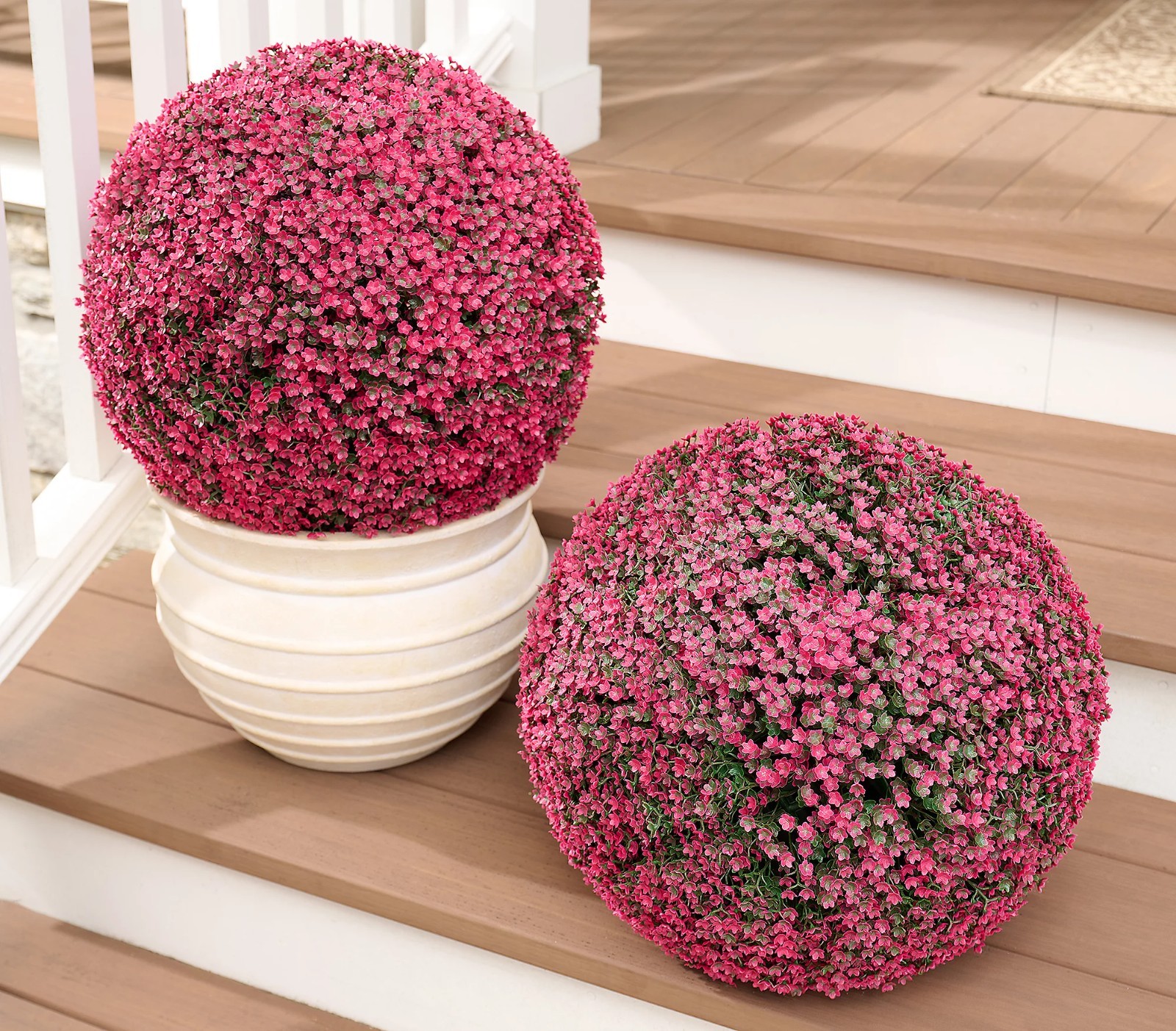 Wicker Park Set of 2 Oversized 15″ Faux Flower Spheres Raspberry W/ NO HARDWARE
