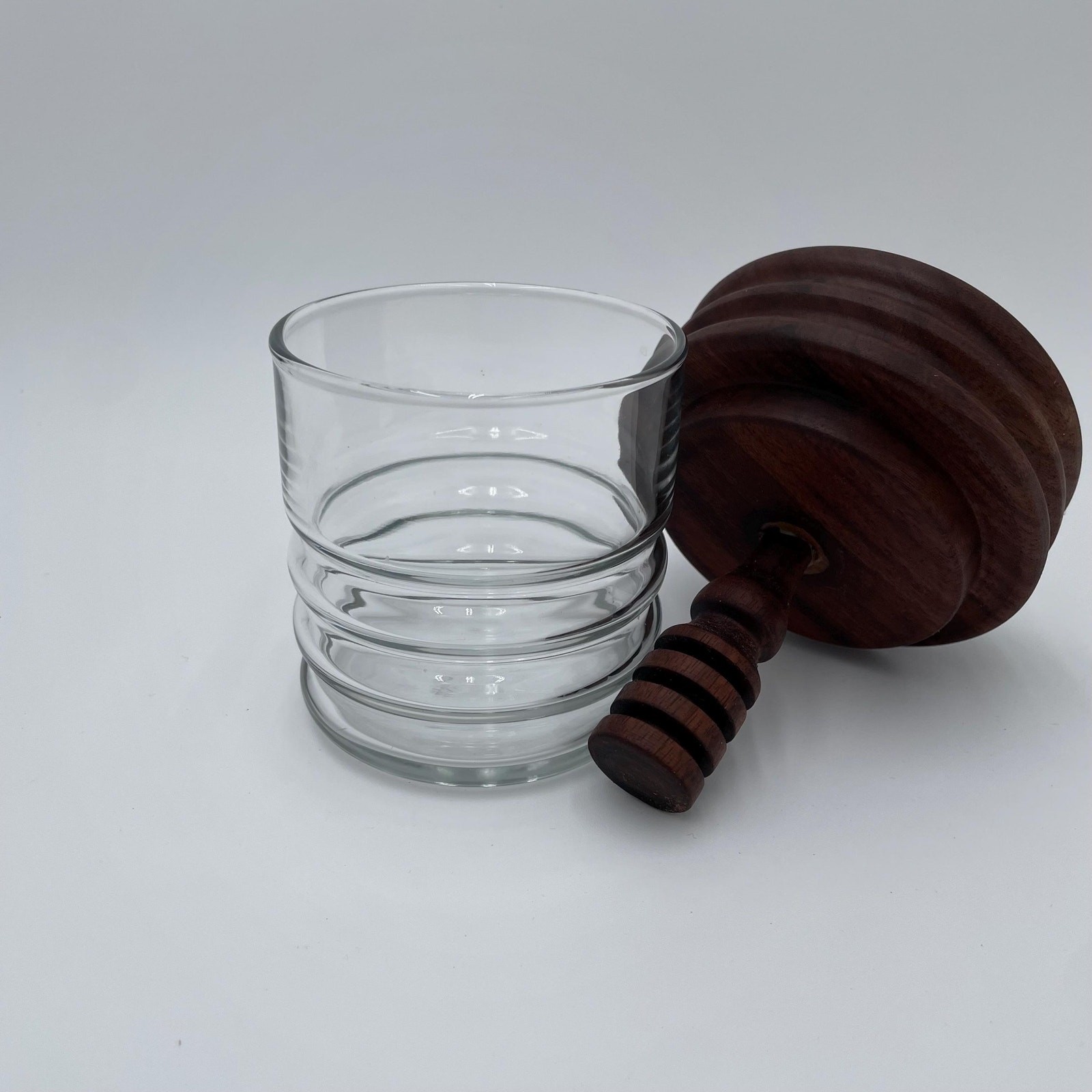 Honey Dipper Jar – Walnut Wood and Glass – Handturned Lid and Dipper