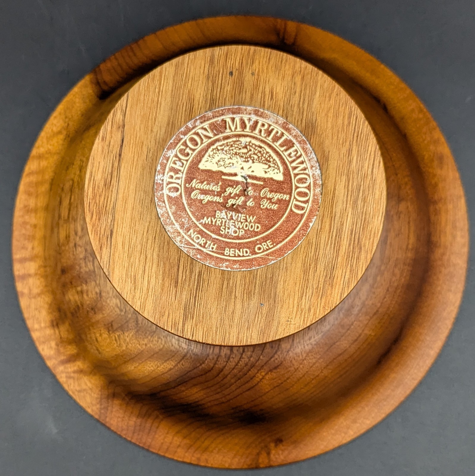 Vintage MCM Myrtlewood Pedestal Bowl / Tray 8″ Diameter Hand Crafted Oregon USA