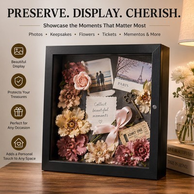 11×11 Shadow Box Frame 2-inch Display Case for Collages Mementos Collections