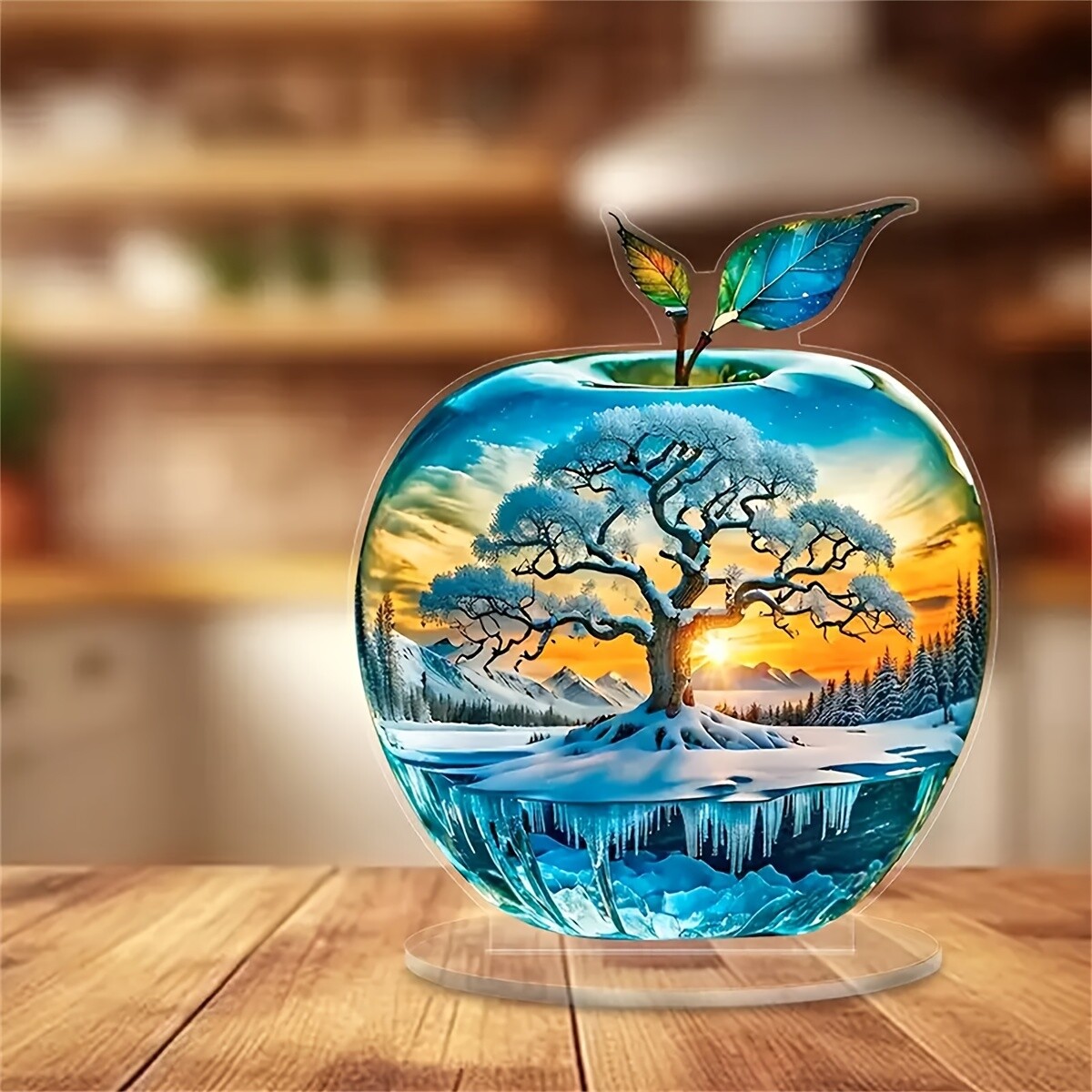 Boho Sunset Apple Tree Acrylic Desktop Decoration 2D Flat Inspiration Theme