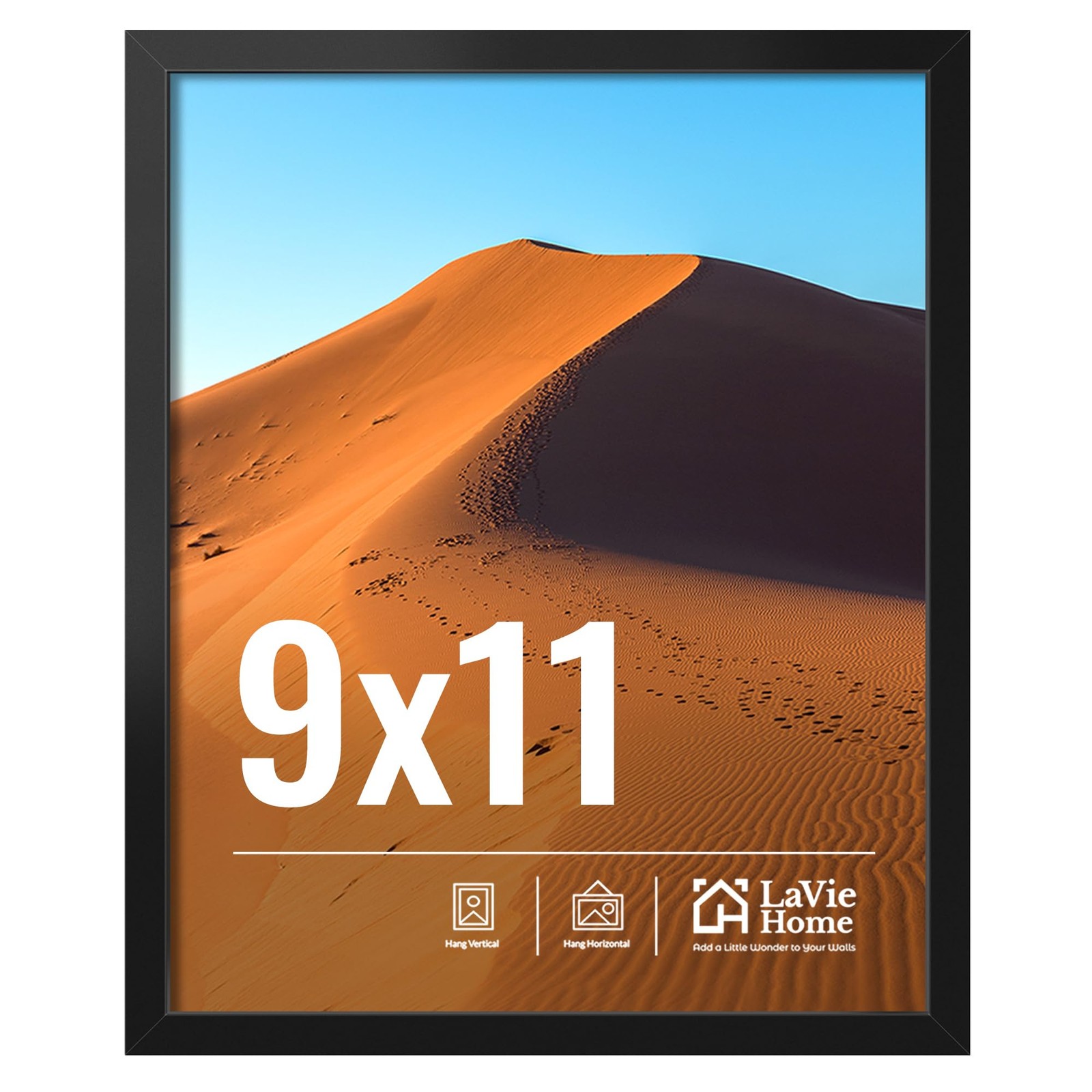 LaVie Home 9×11 Picture Frame for Wall Display, Black 9×11,