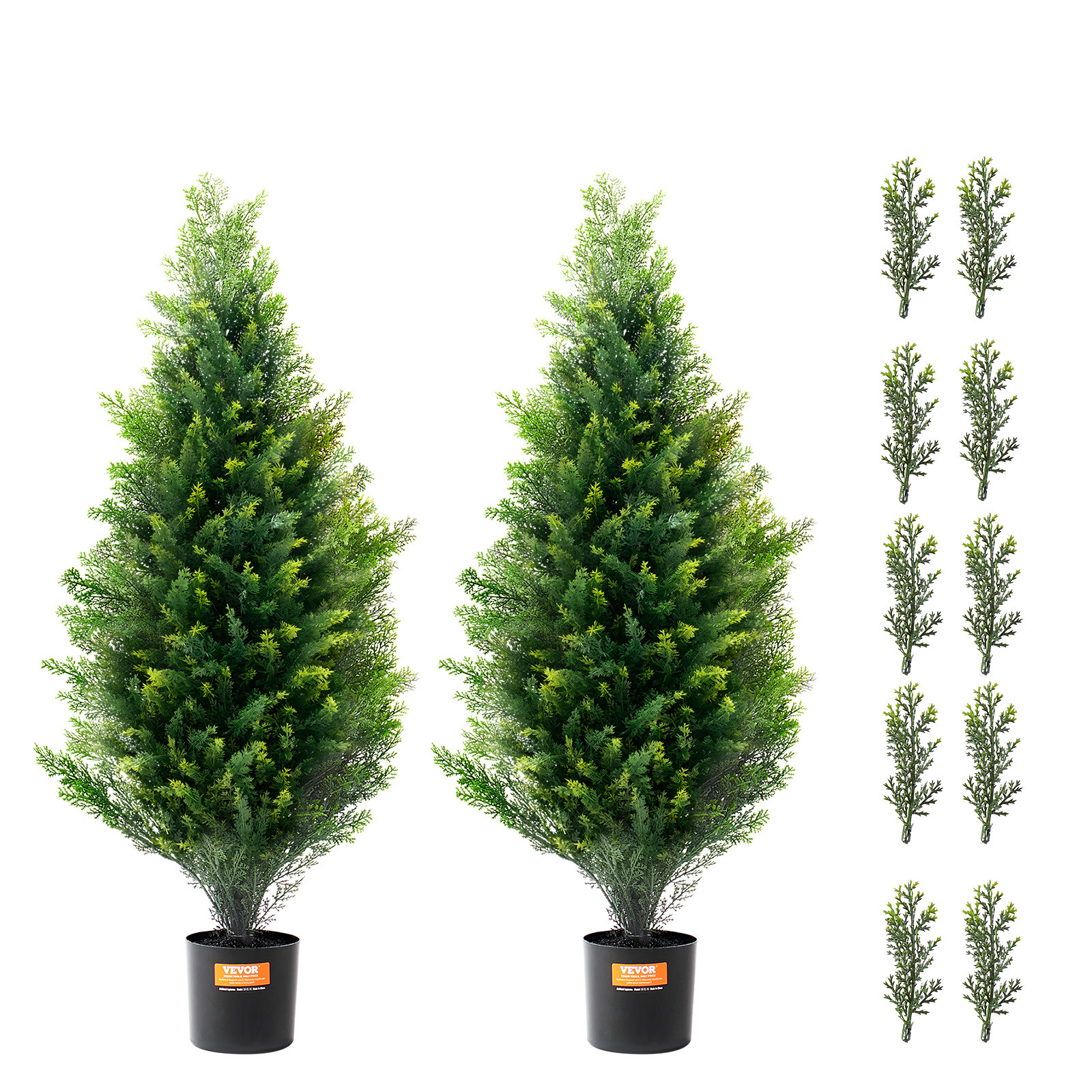 VEVOR 2 Pack 3′ Artificial Cedar Topiary Tree Faux Plant UV Decor In/Outdoor