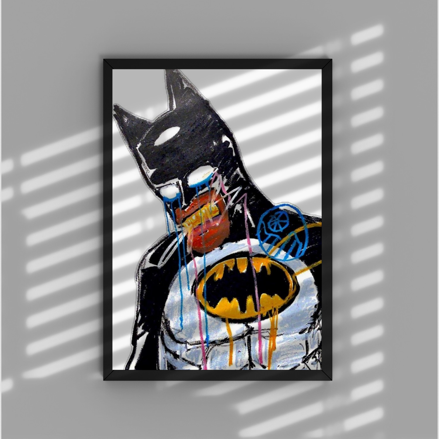Batman Abstract Art Poster Basquiat Style Comic Drip Superhero Wall Decor
