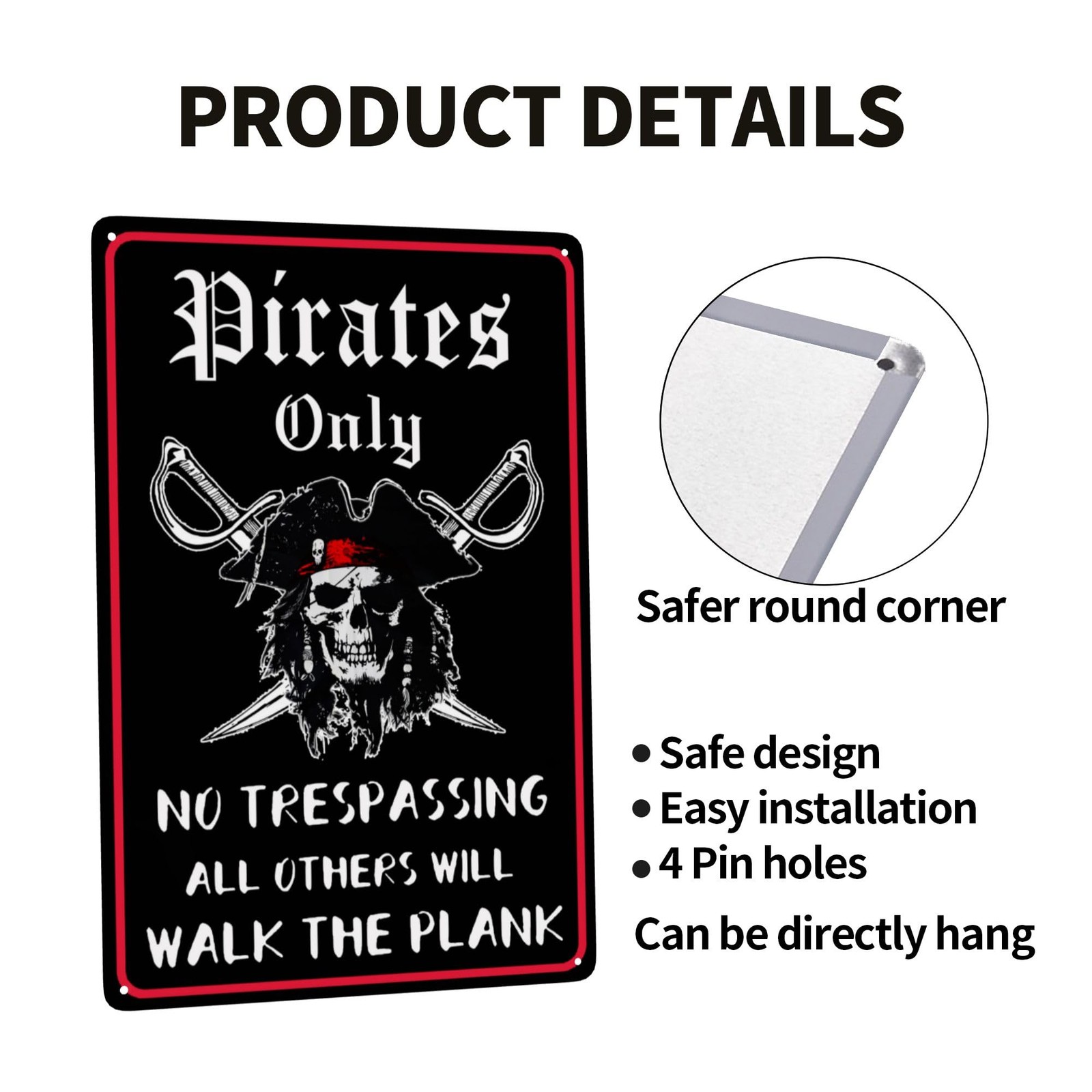 Pirate Theme Wall Decor Metal Sign – Pirates Only All 12×8 inches, Pirate3