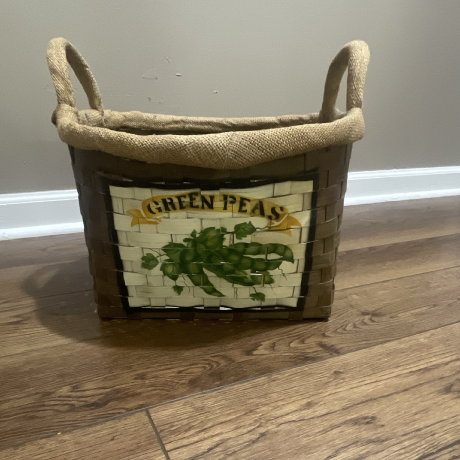 Farmhouse style, woven “Green Peas” basket