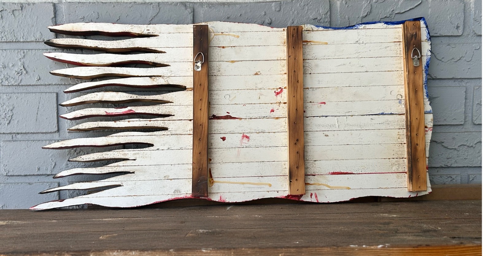 Rustic War Torn Spirit of 1776 American Flag 12 x 24