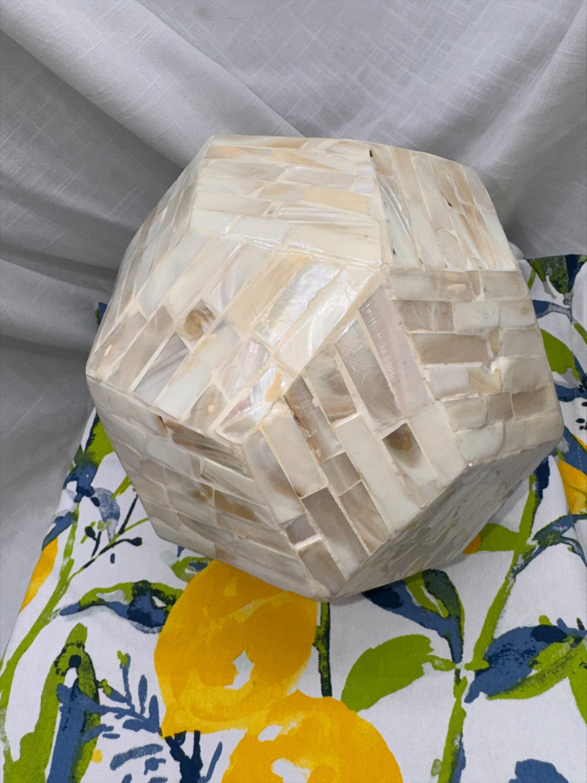 Geometric Faceted Mosaic Decorative Object Approx 7 Inch Sculptural Accent 3 Lb