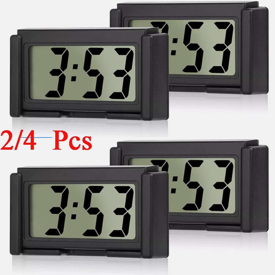 2/4X Portable Mini Car Dashboard Digital Clock for Vehicle Large LCD Time Screen
