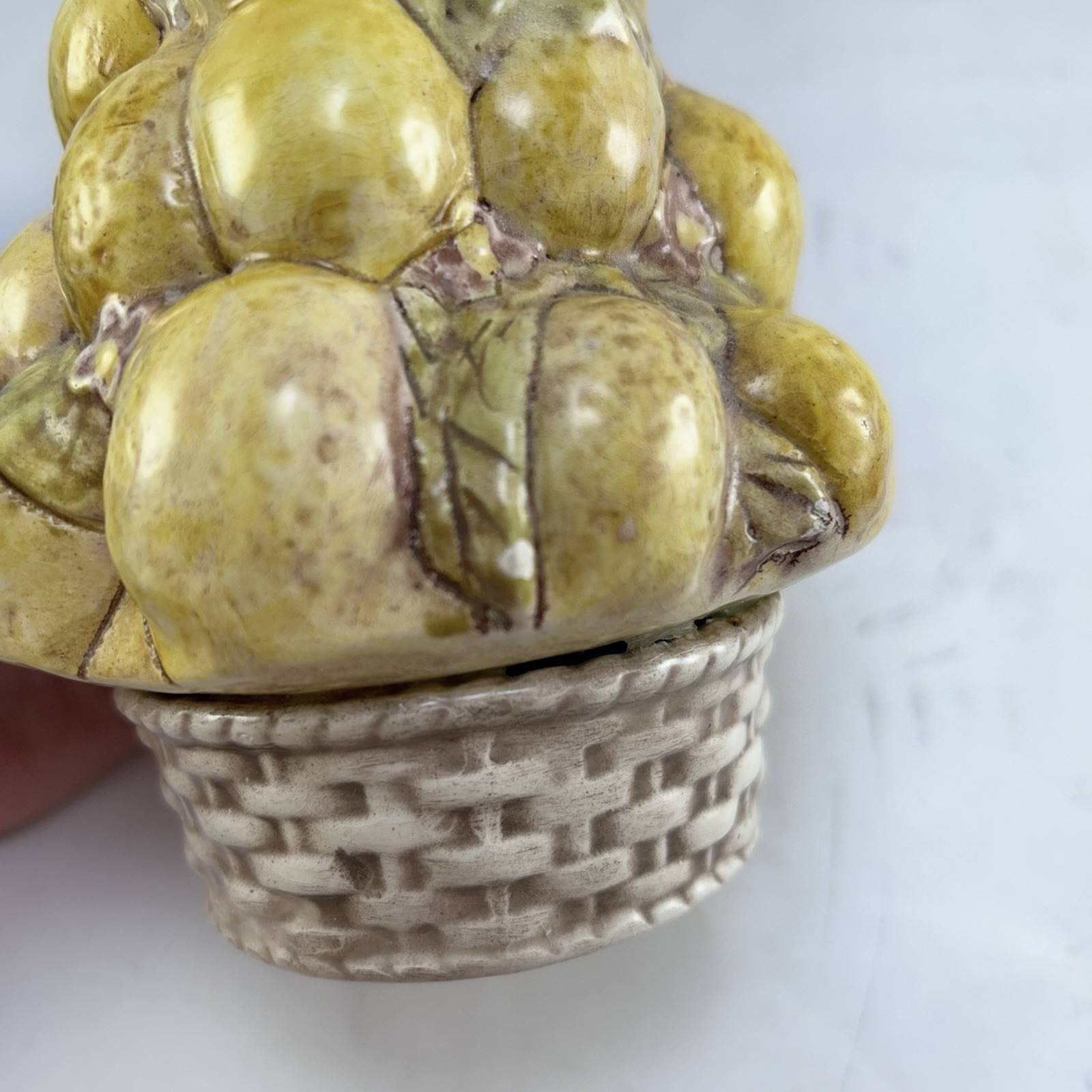 Vtg Holland Mold Lemon Topiary Tree Basket 1974 7” Small Hand Painted Ceramic