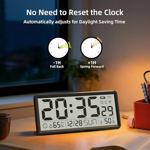 15” Large Battery Operated, Atomic Clock with 15 inches Digital Wall Clock