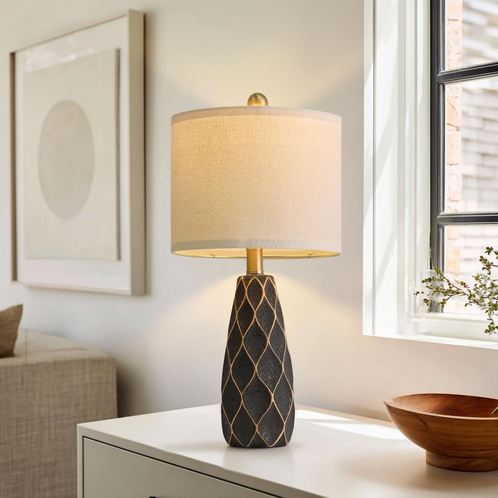 20.75″ Small Table Lamps for Living Room Bedroom Lamps Set of 2 Ceramic Moder…