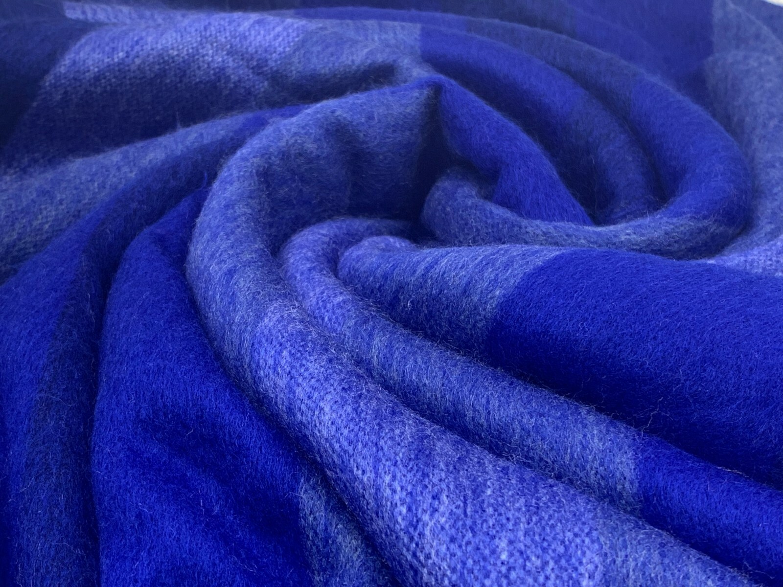 SOFT & WARM BLUE STRIPED ALPACA WOOL BLANKET PLAID 230×165 cm HANDMADE ECUADOR